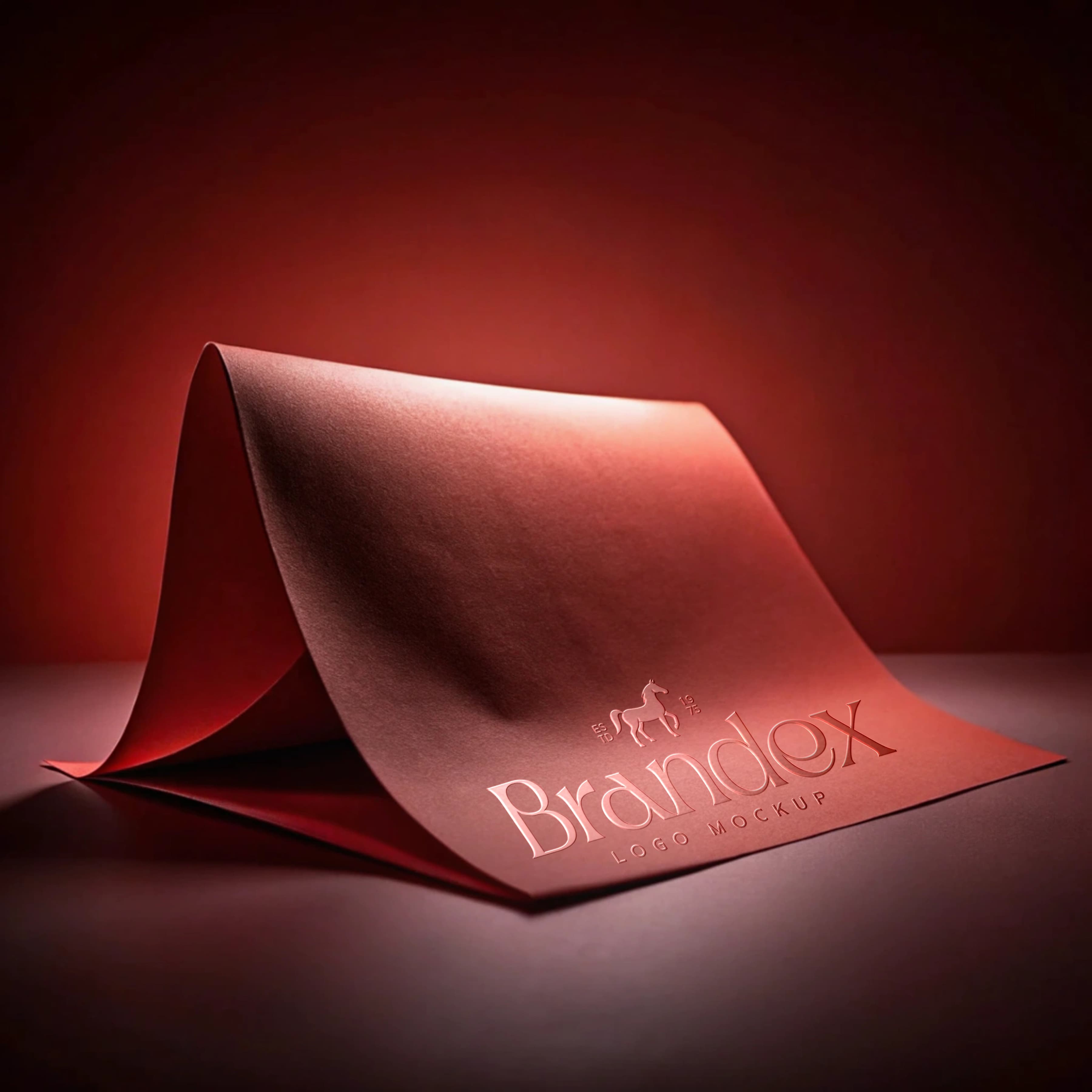 Elegant red paper logo mockup