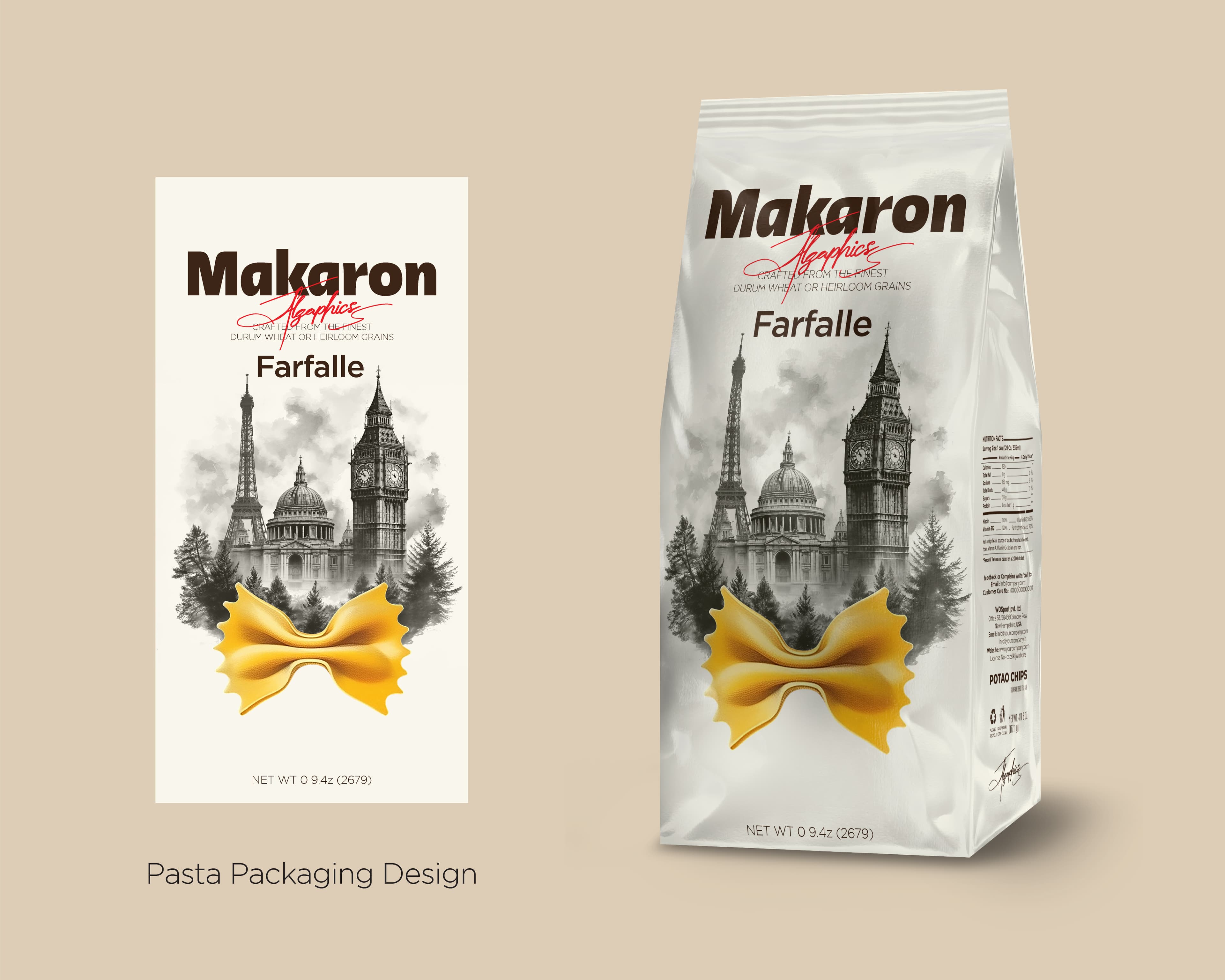 Classic architectural pasta package design