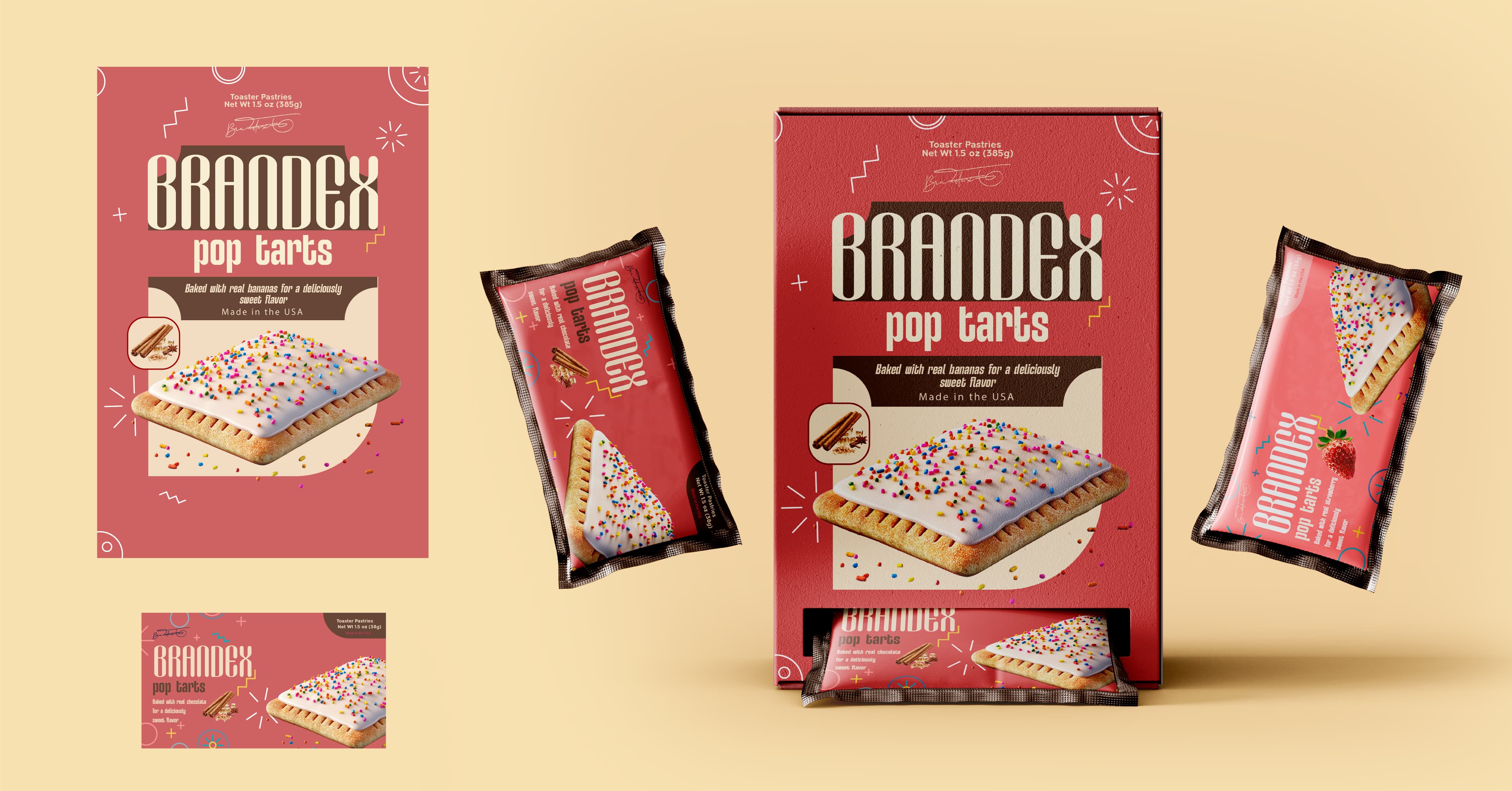 Retro pop tart box packaging design