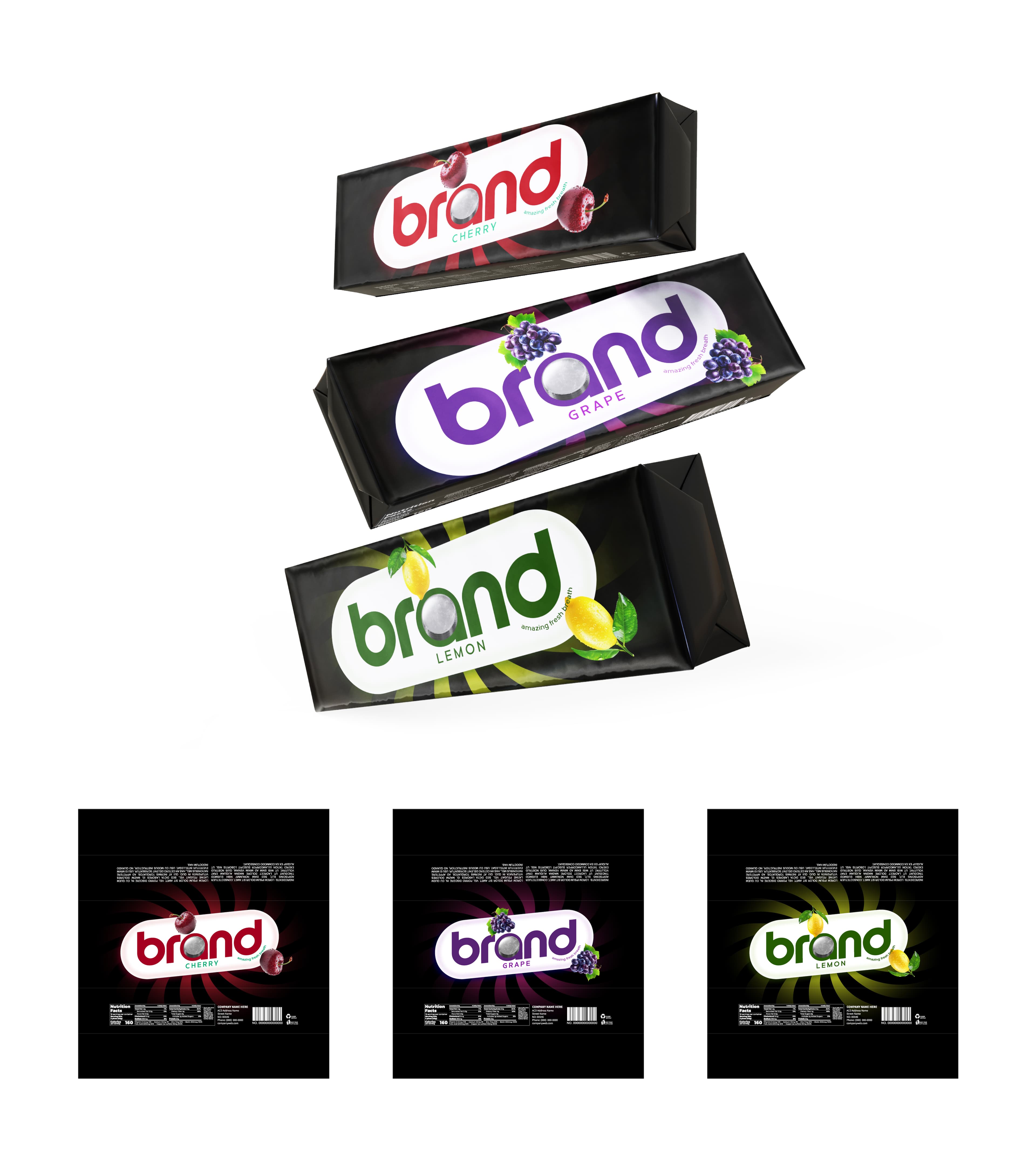 Candy Bar Packaging Design Fruit Illustrated Vibrant Assorted Flavors