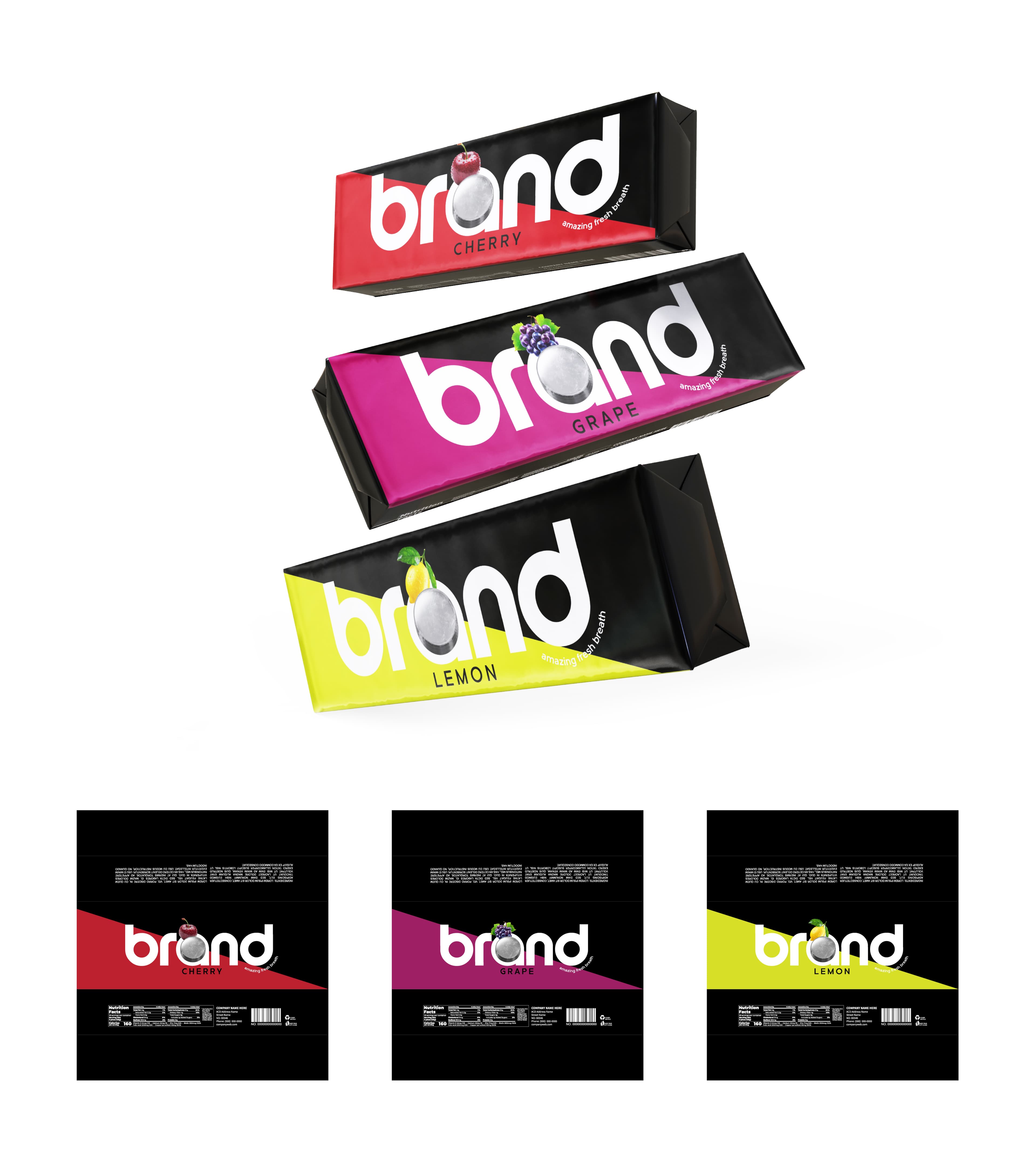 Vibrant fruit candy bar packaging design