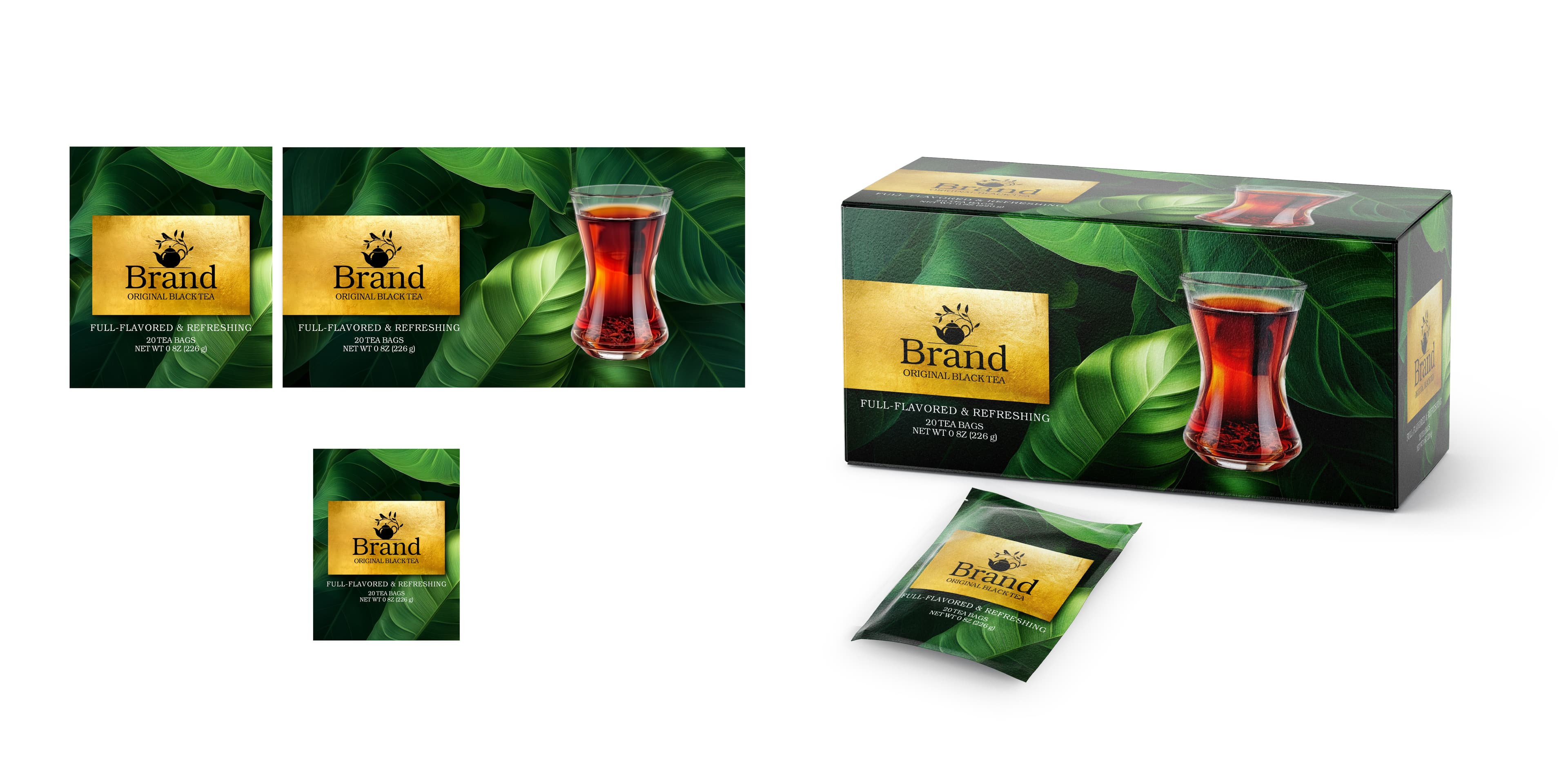 Lush green tea box packaging design
