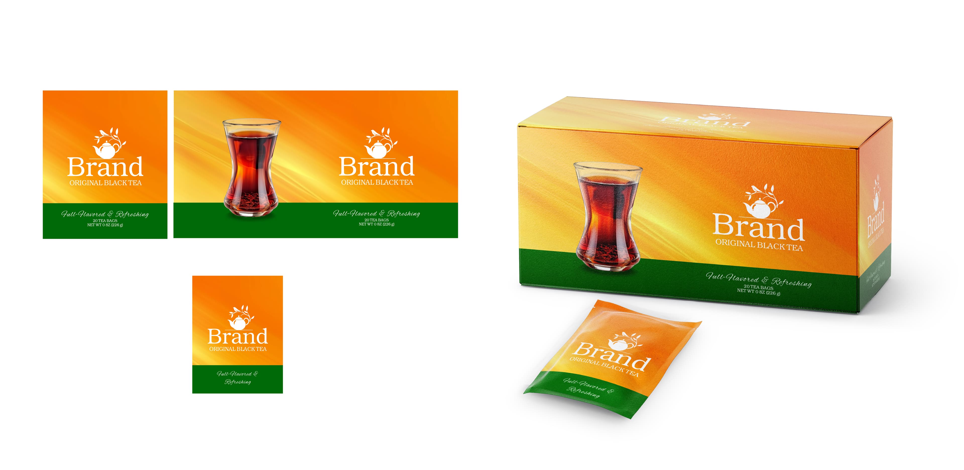 Vibrant gradient tea box packaging design