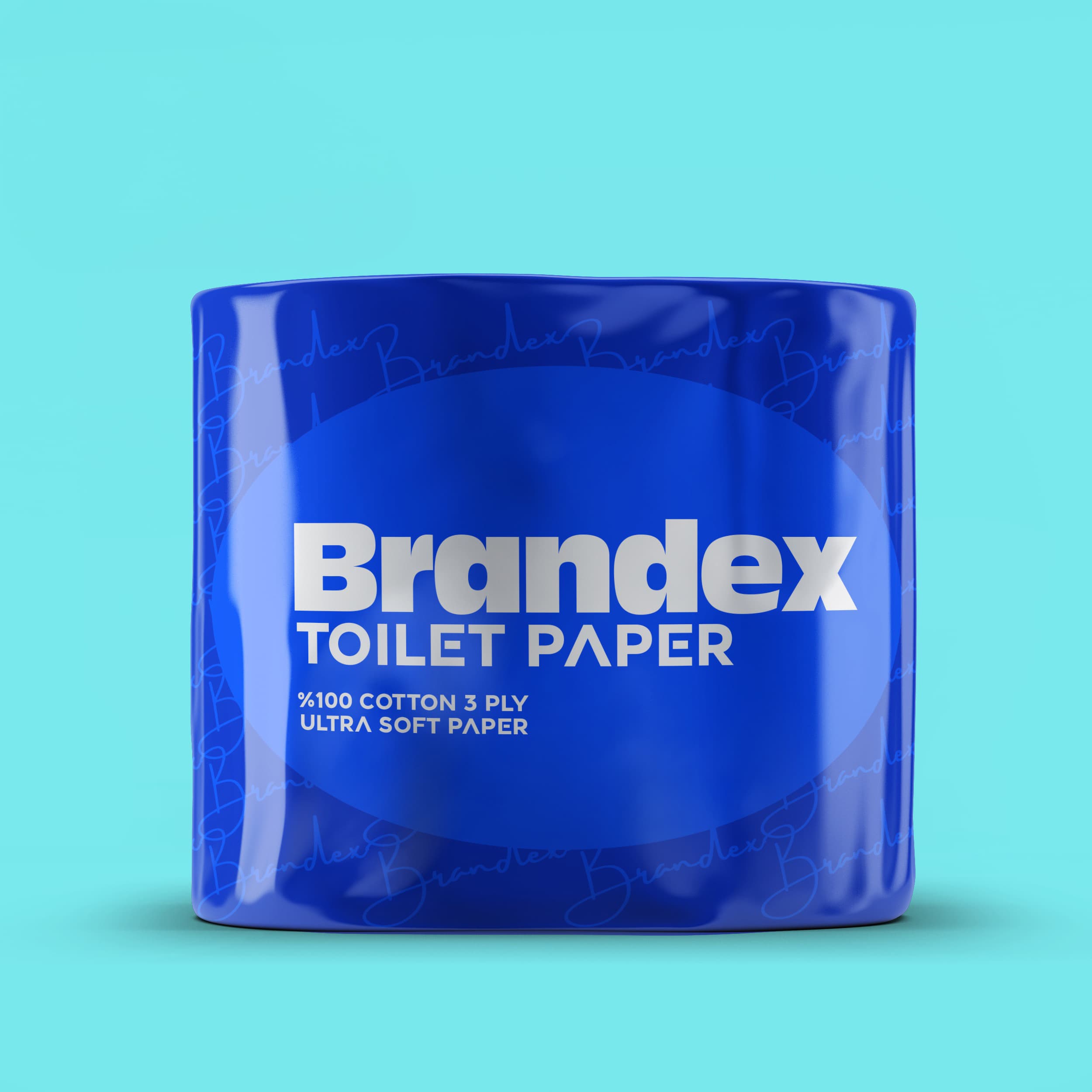 Bold blue toilet paper packaging design
