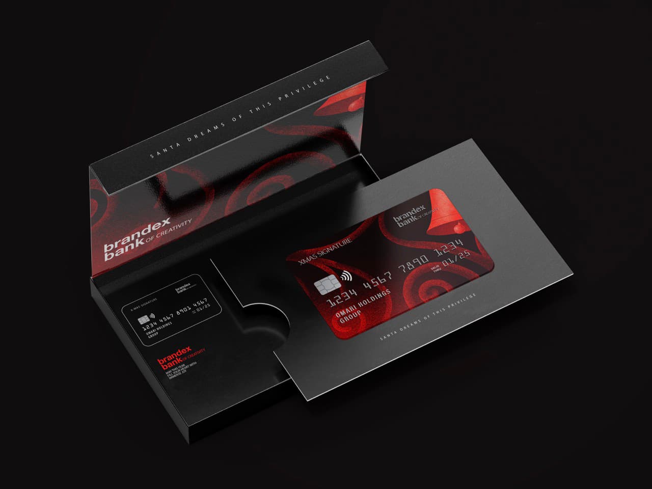 Sleek black credit card packaging design
