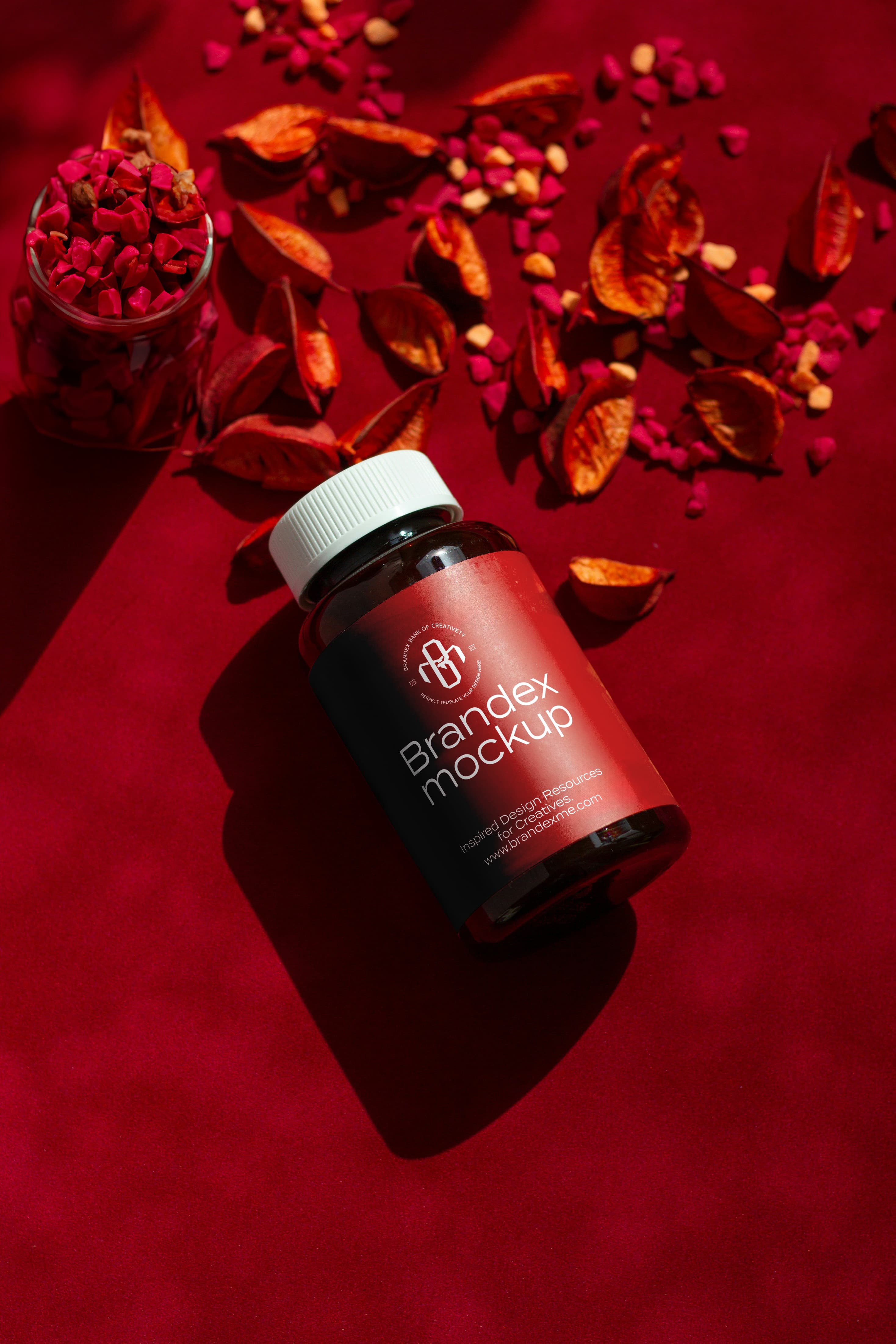 Red herbal supplement mockup