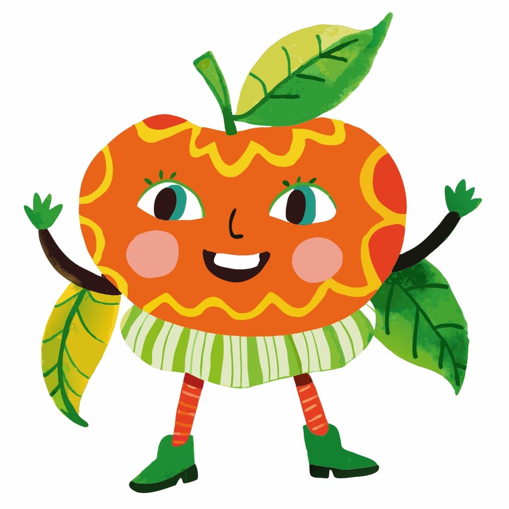 Playful Cartoon Apple Illustration