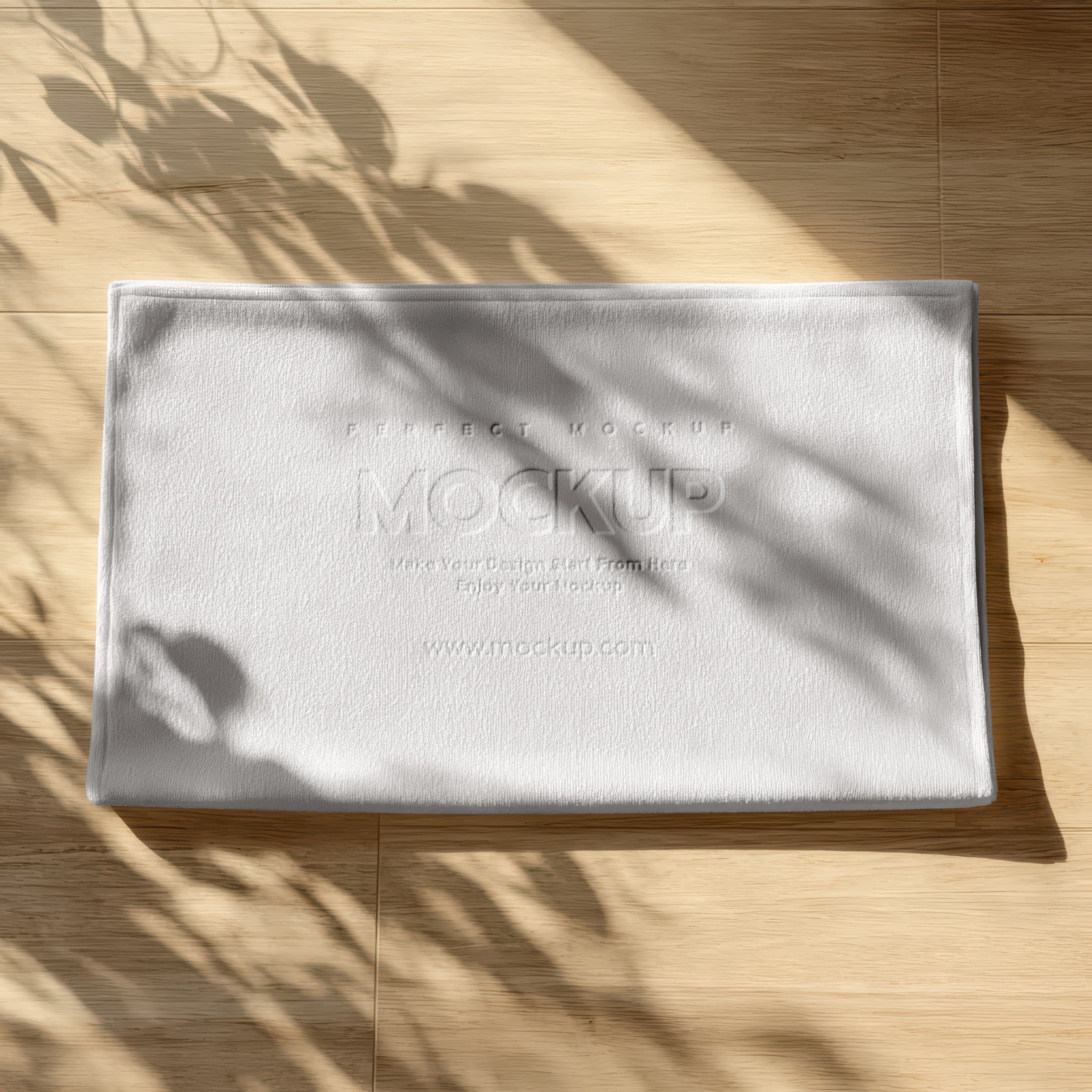 Sunlit white towel mockup