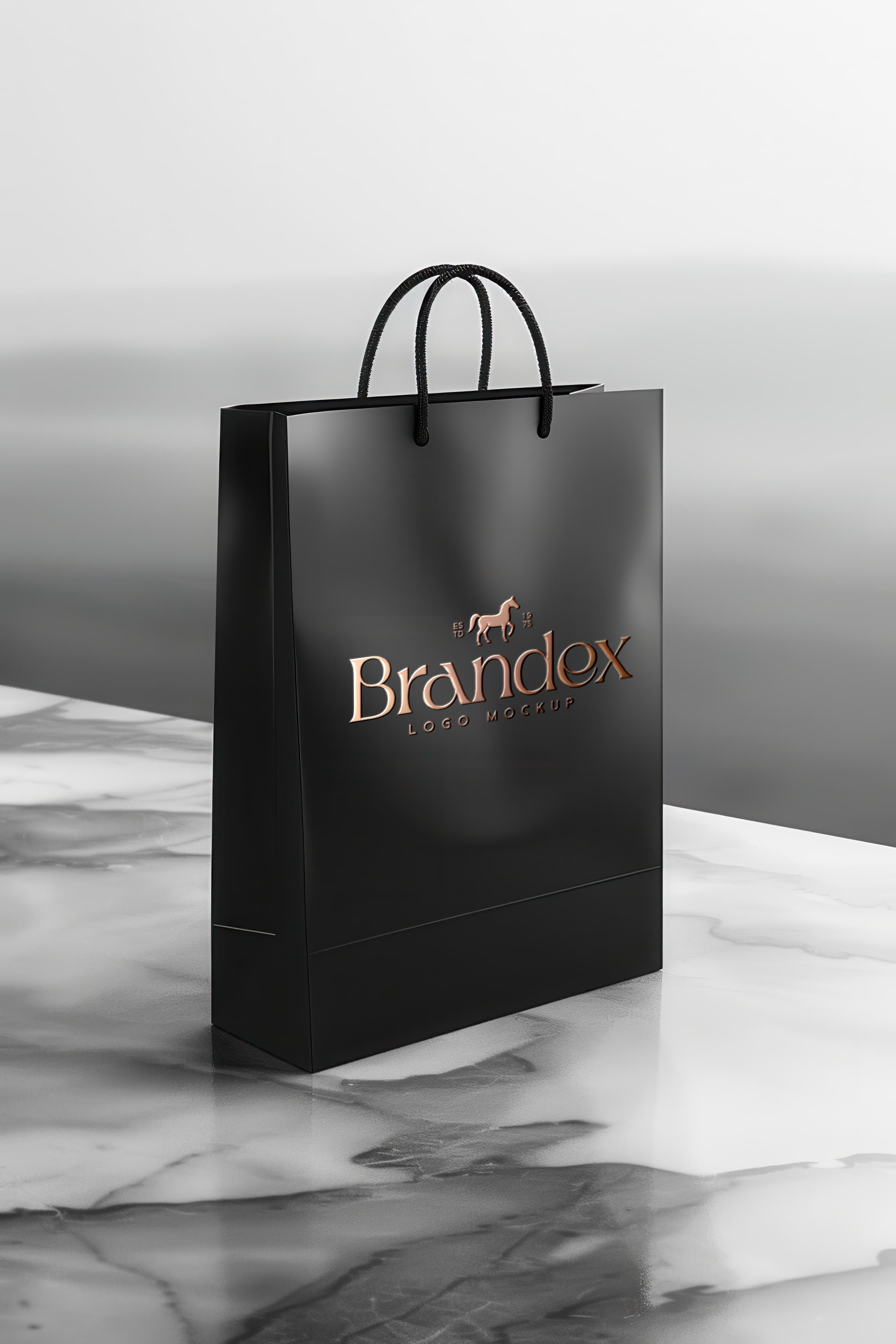 Black luxury shopping bag mockup