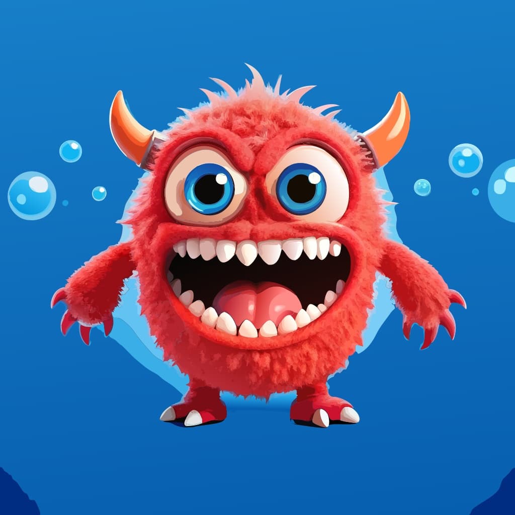 Cute Green Monster Vector Illustration