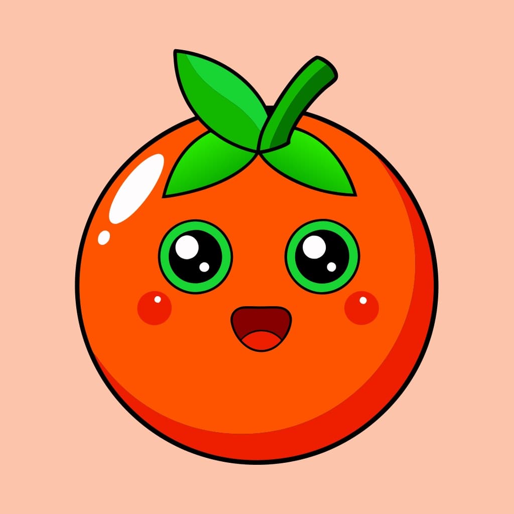 Geometric Orange Fruit Icon Design