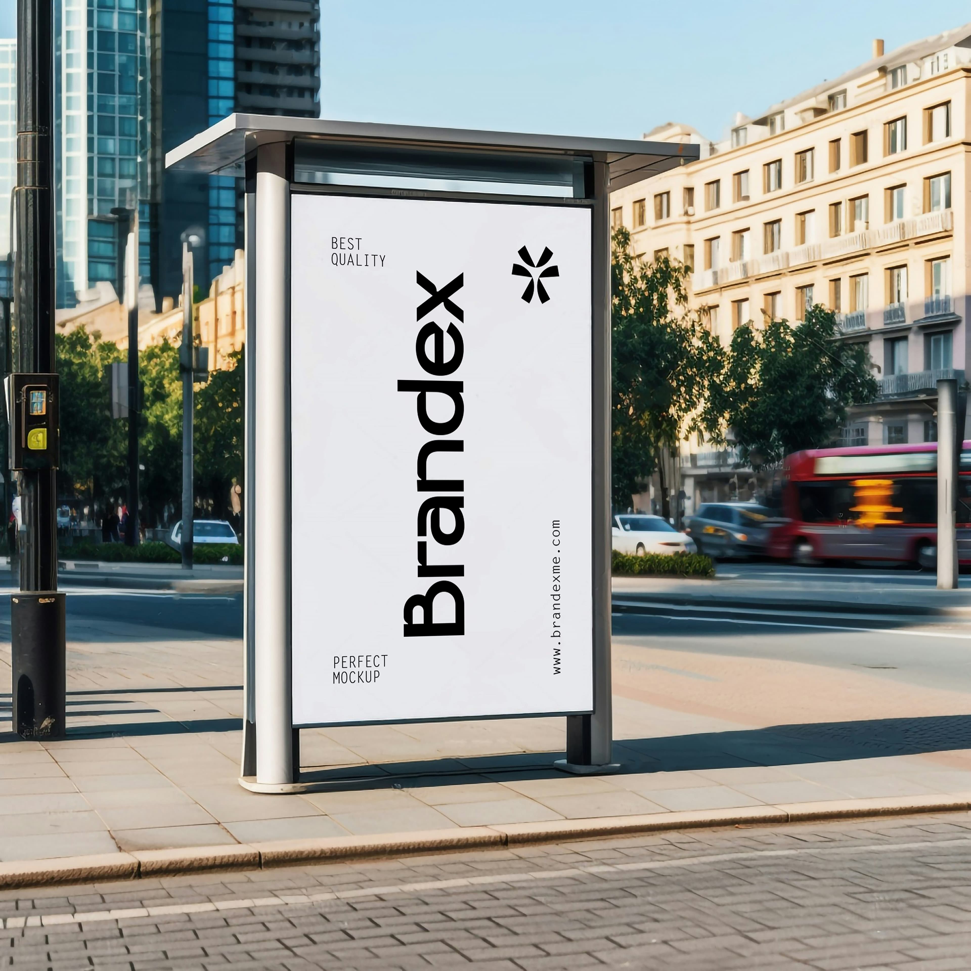 Vertical City Billboard Advertisement Mockup Modern Street Scene