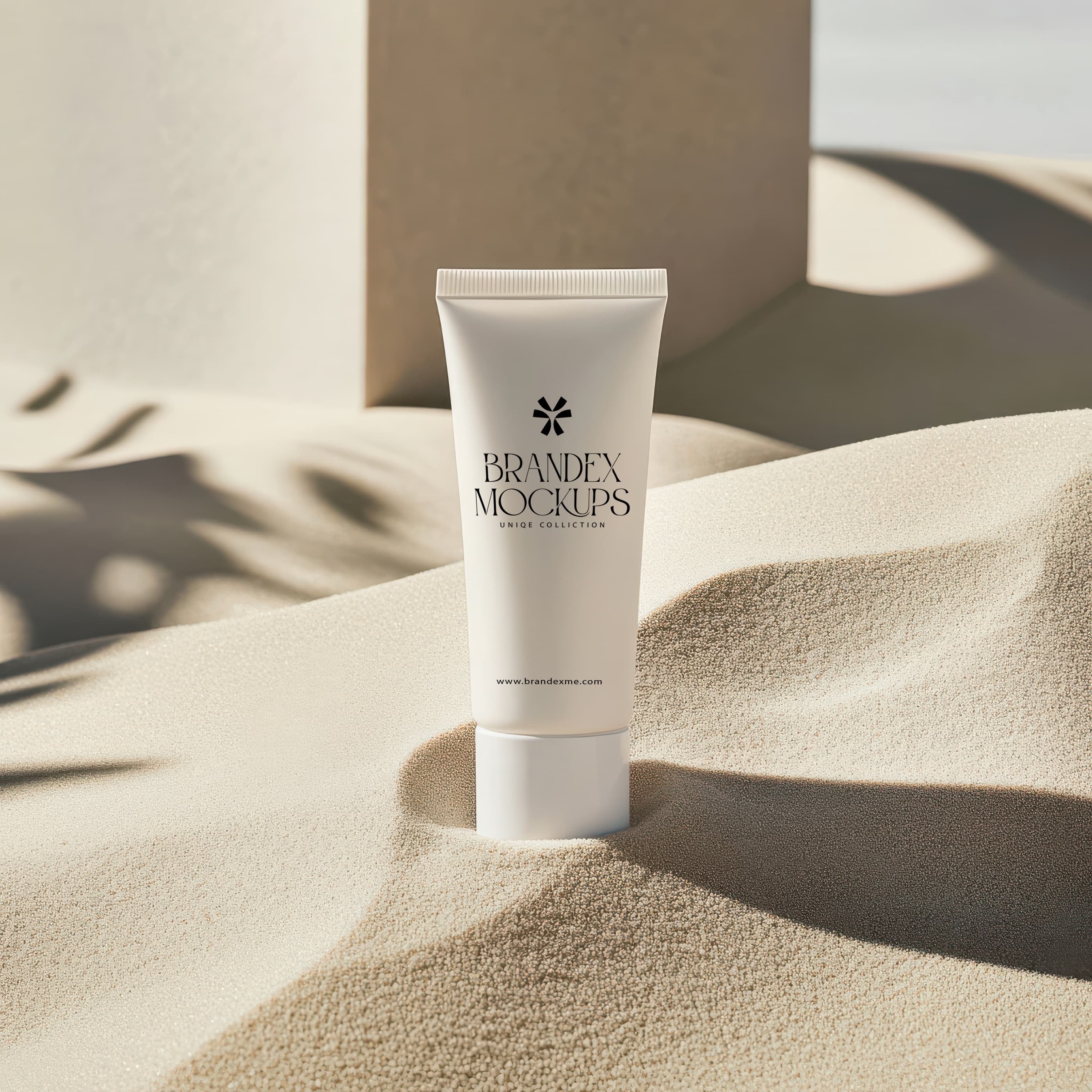 Skincare Product Tube Mockup Desert Sand Branding Scene