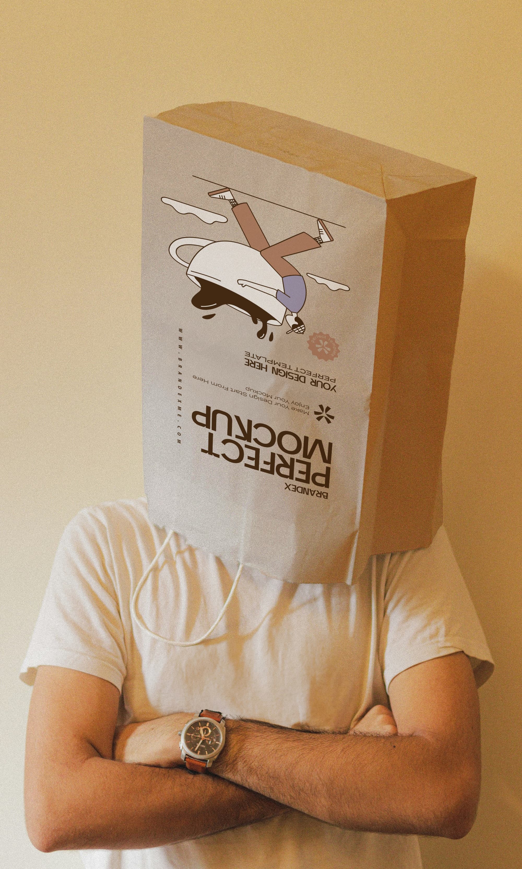 Creative paper bag head mockup