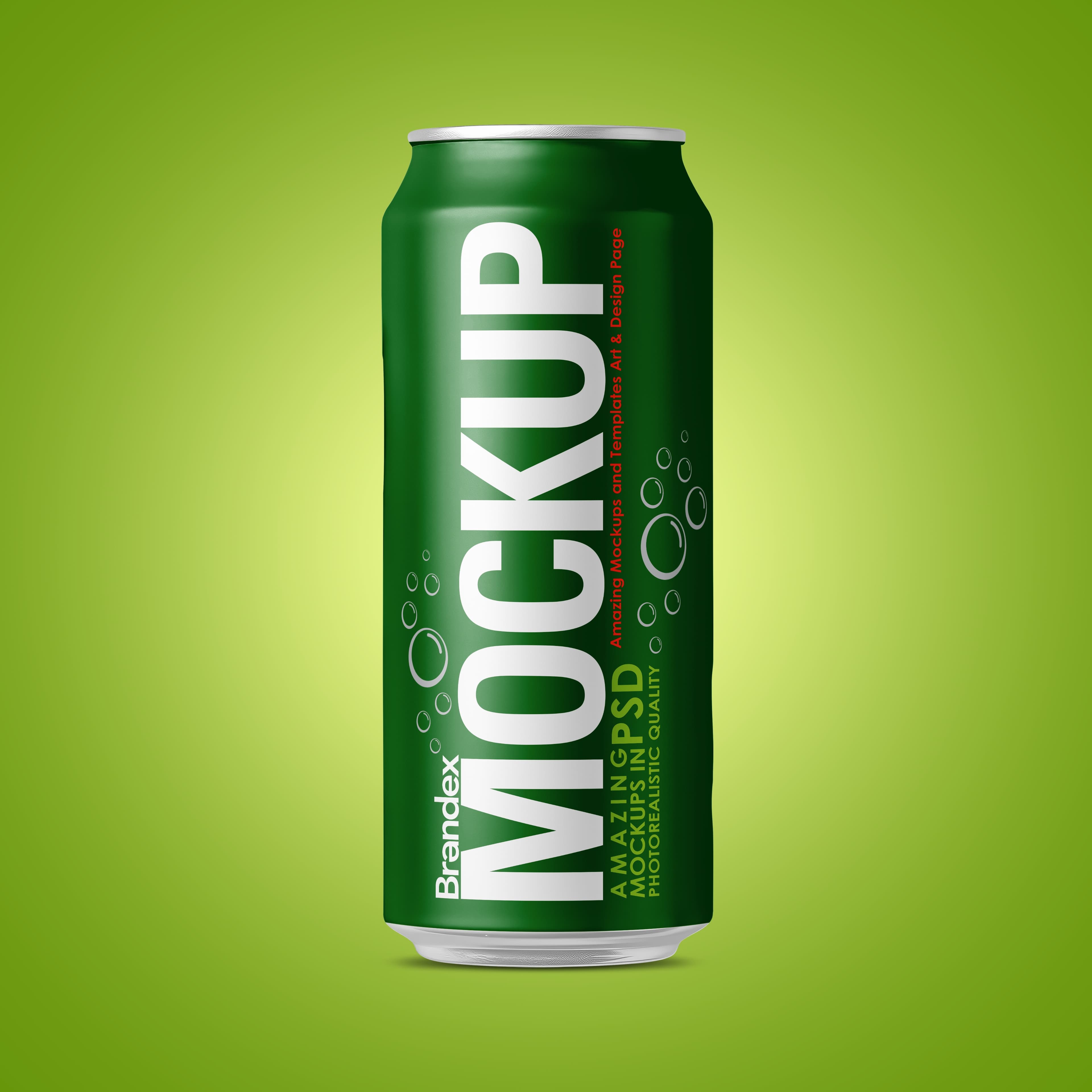 330ml Sleek Aluminum Can Mockup on Lime Green Background