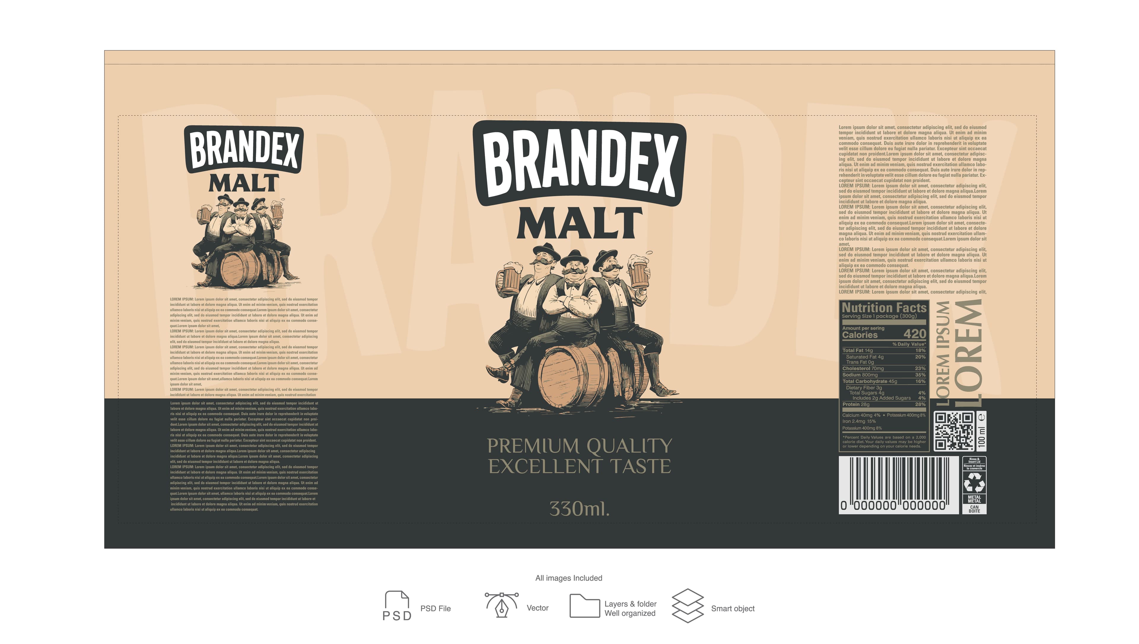 Brandex Malt Drink Can Packaging Design Template