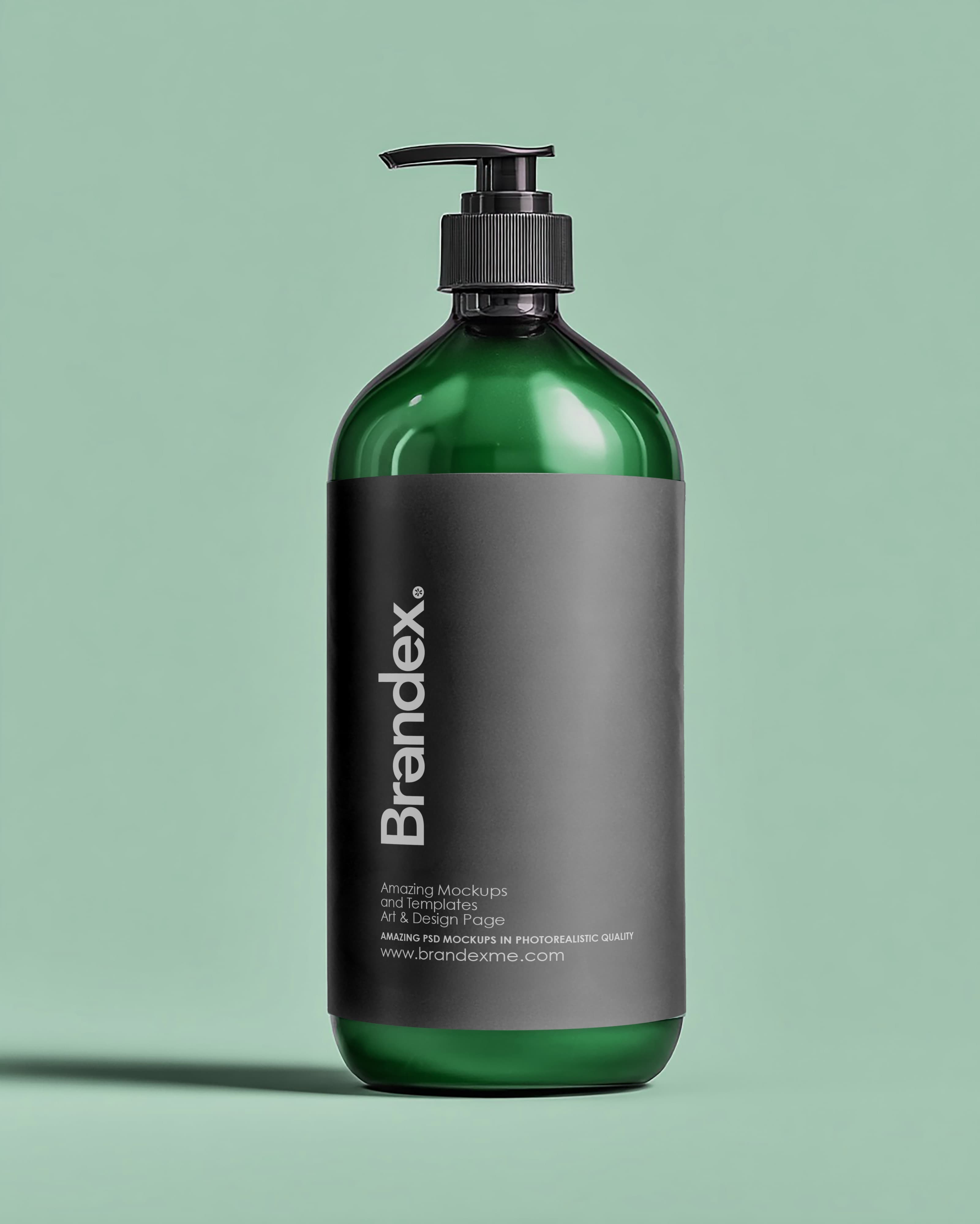 Premium Brandex Cosmetics – Elegant Emerald Glass Dispenser Bottle Mockup