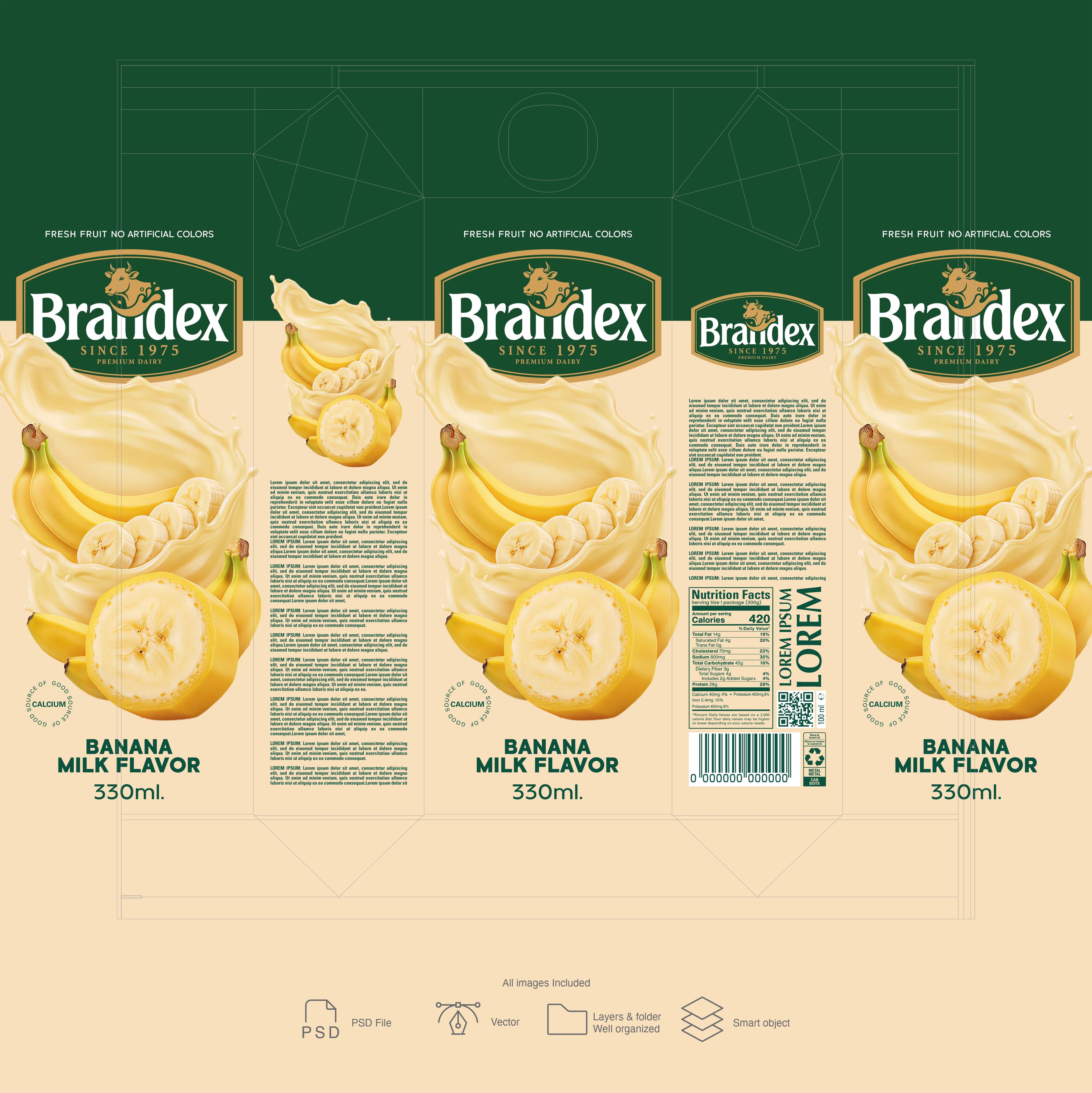 Brandex Banana Milk Flavor 330ml