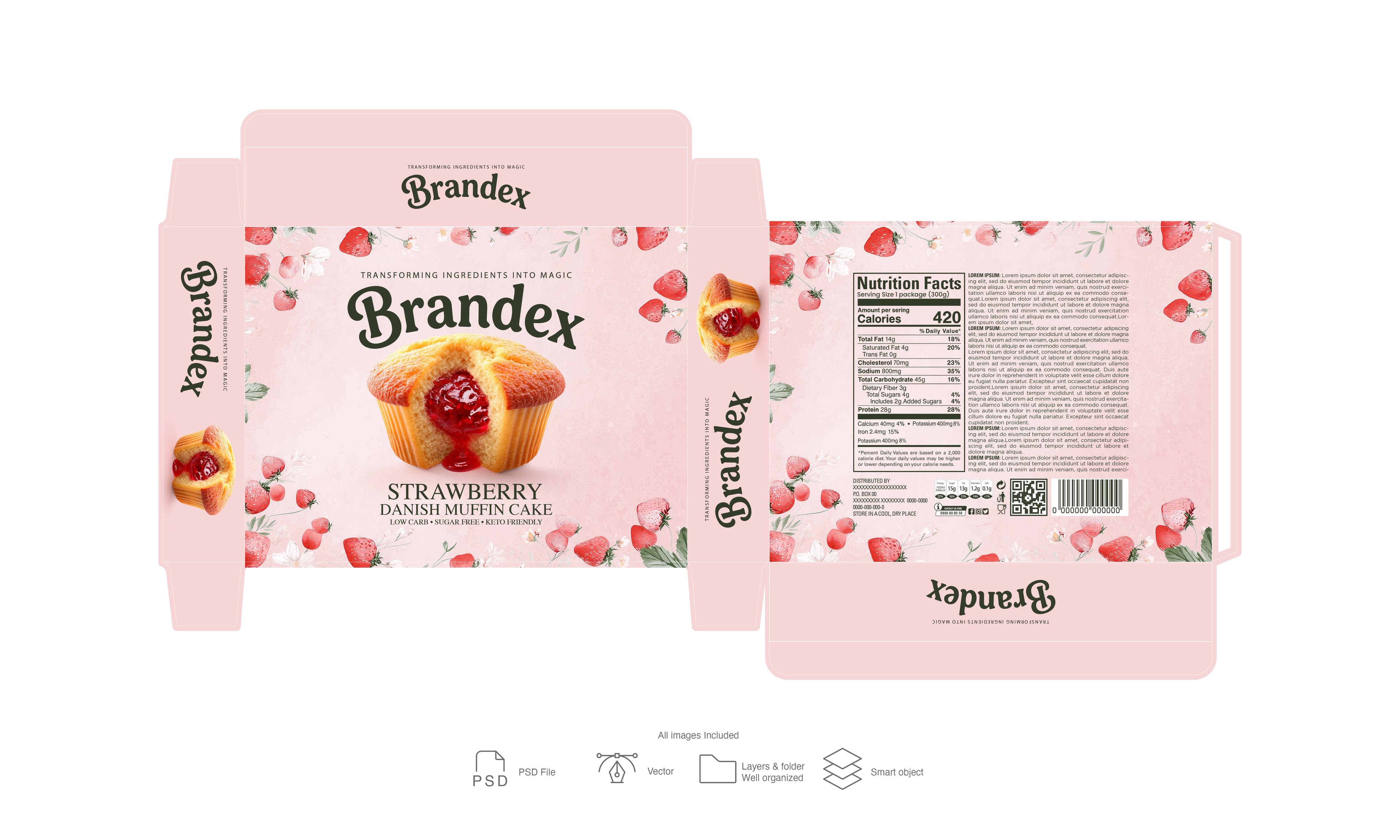 Brandex Strawberry Danish Muffin Cake
