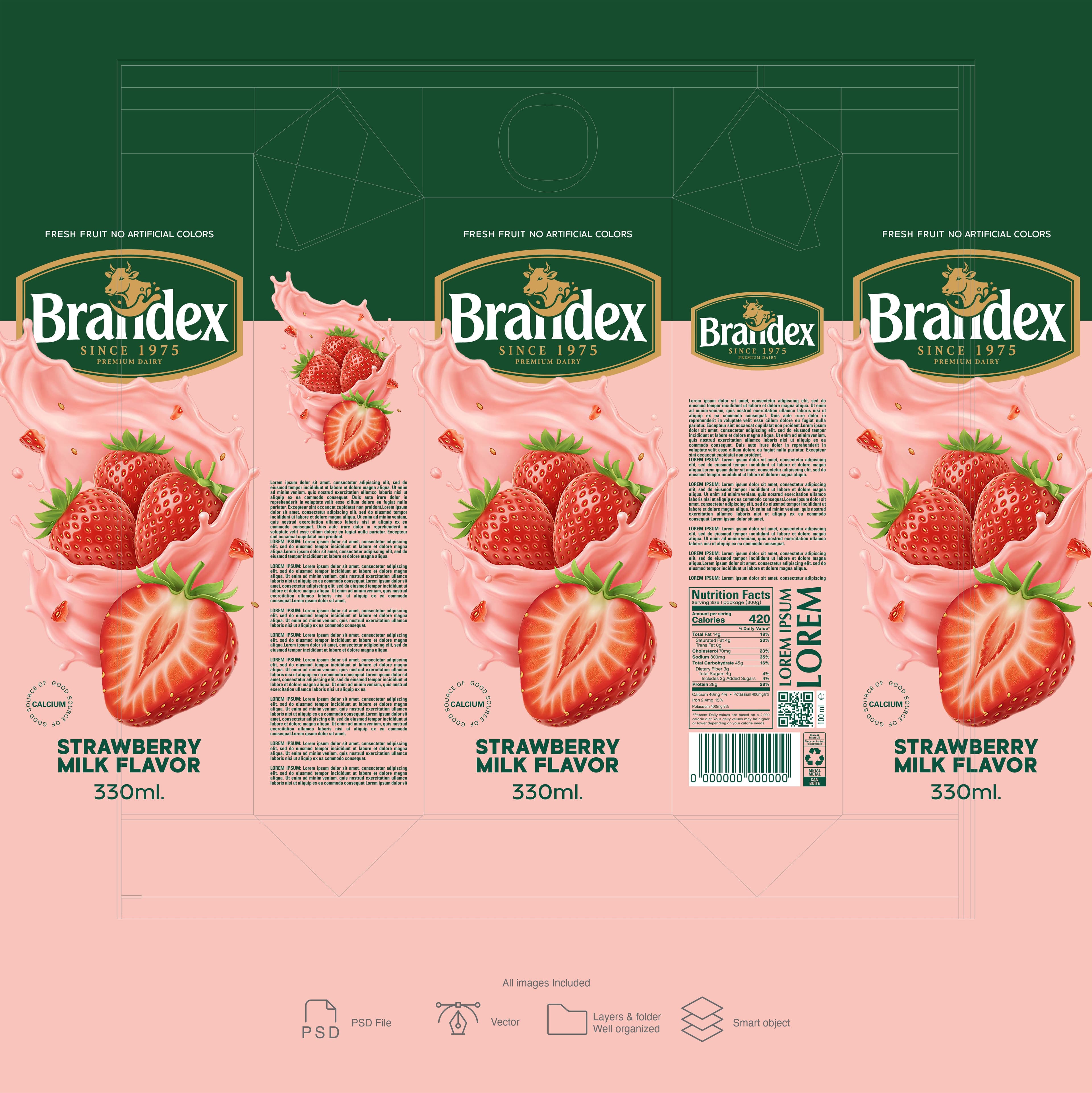 Brandex Strawberry Milk Flavor 330ml