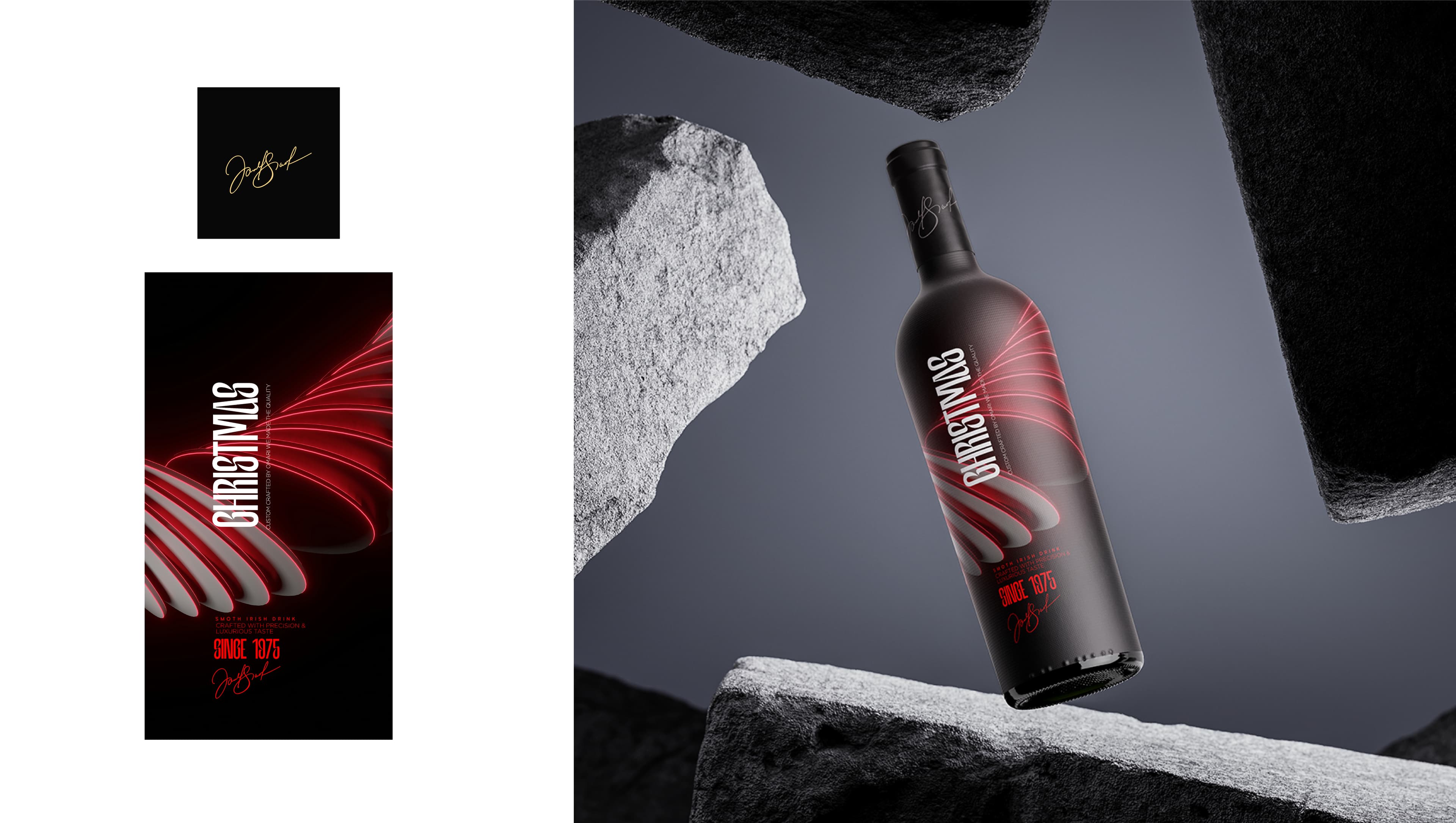 EPS Packaging Template Christmas Irish Cream Liqueur Drink Bottle