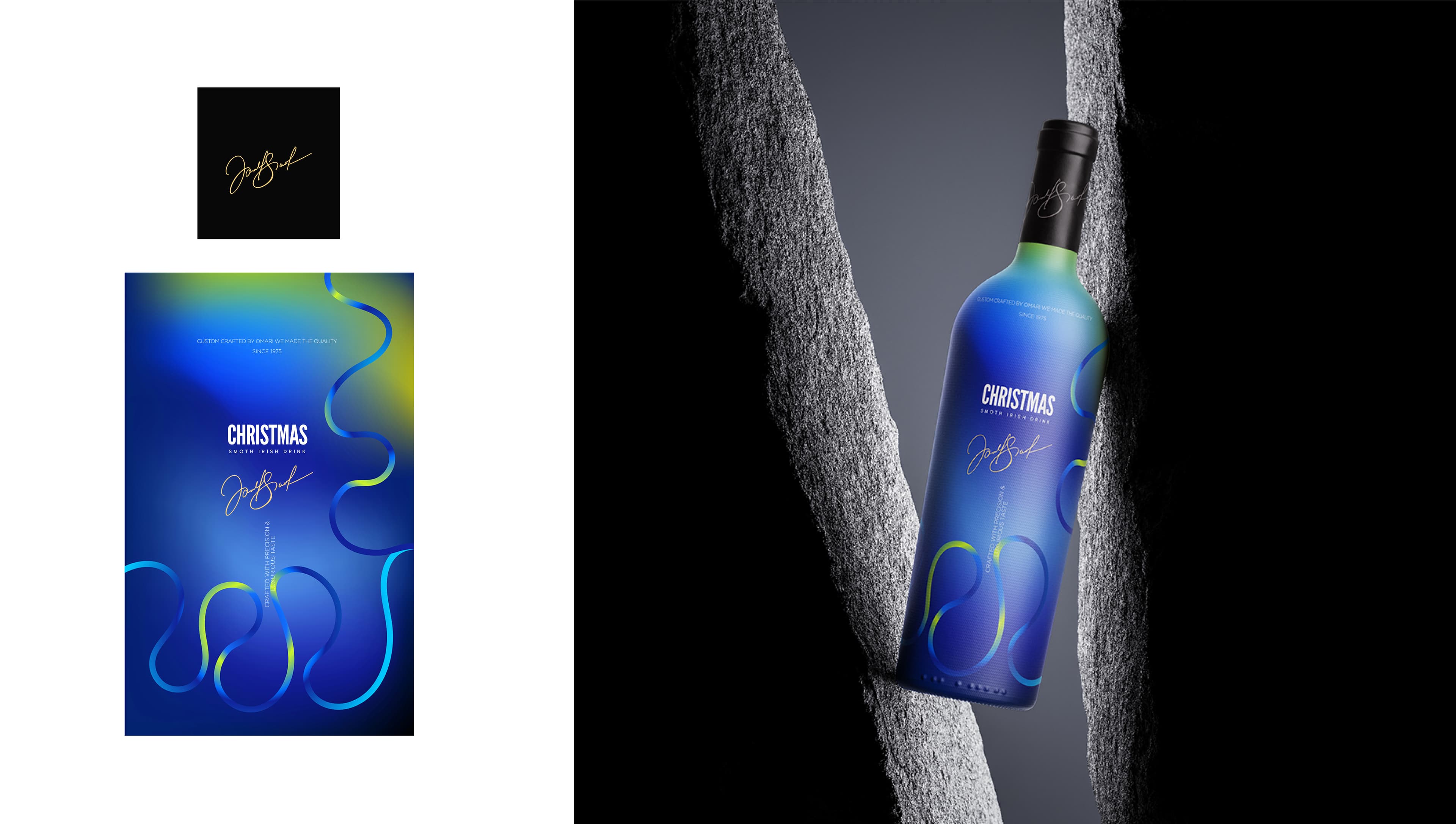 Christmas Irish Beverage Bottle Packaging Die-Line Template