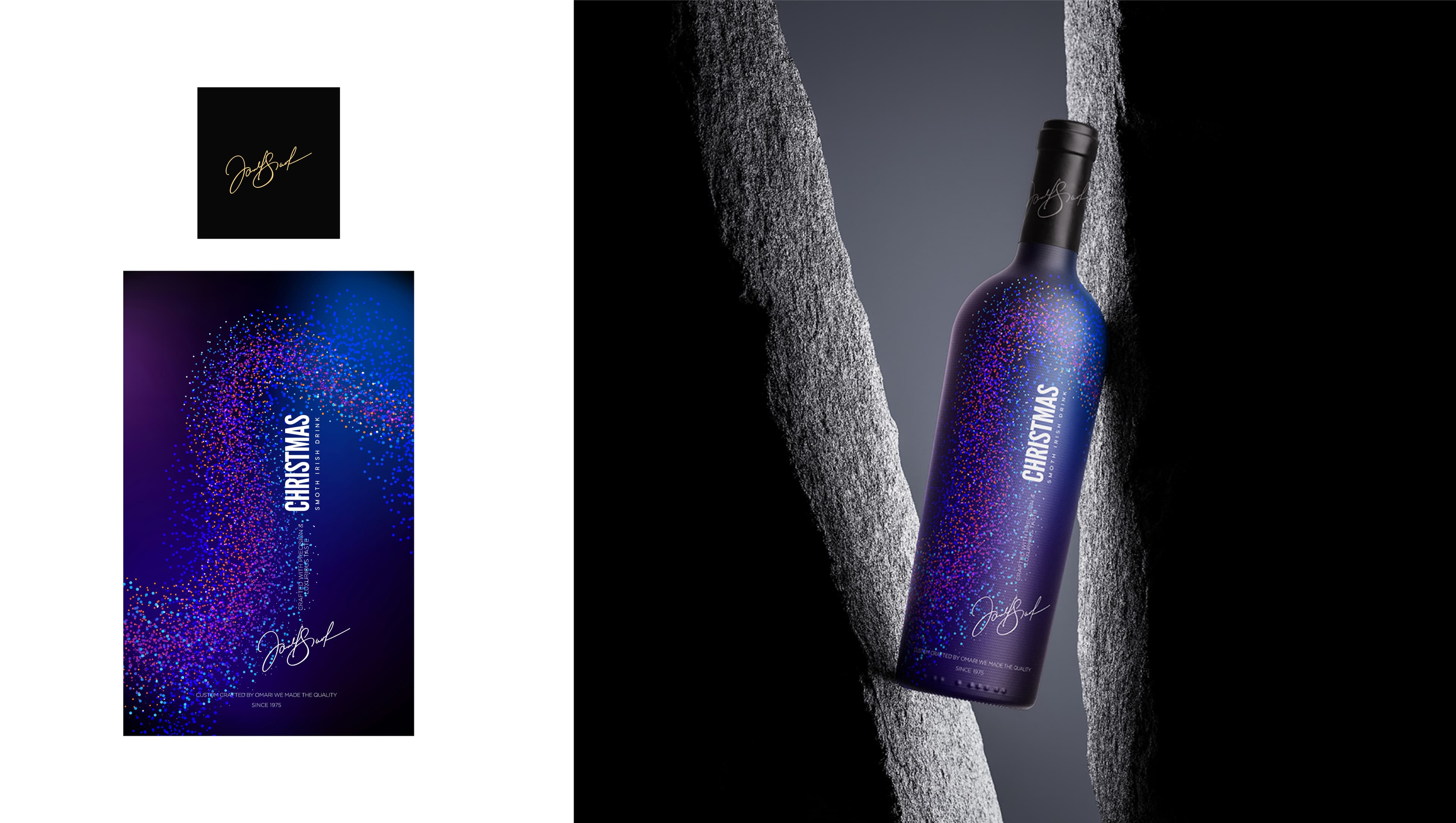 Christmas Festive Smooth Irish Whiskey Bottle Packaging EPS Template