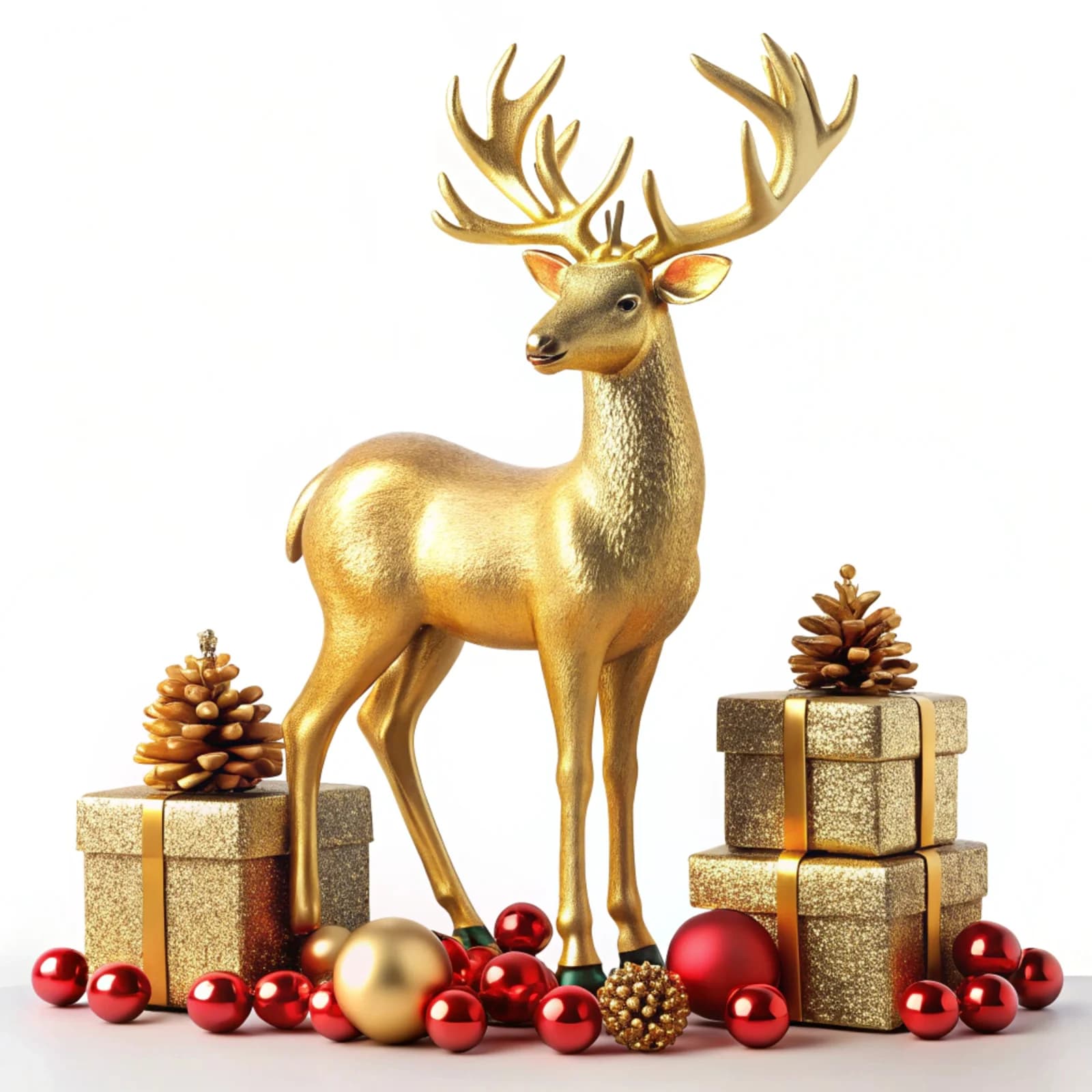 Golden Reindeer Illustration - Isolated PSD