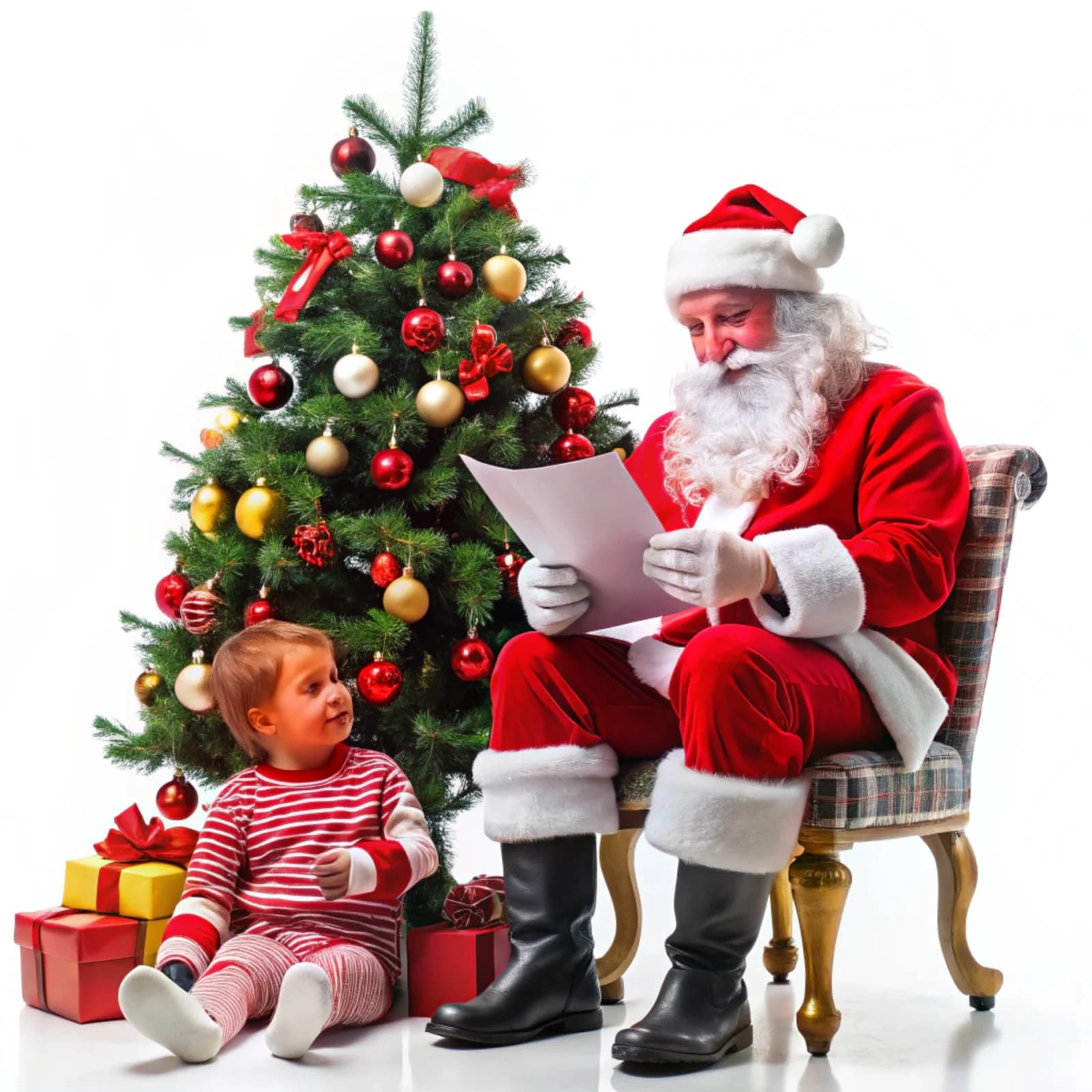 Santa Claus Reading - Isolated PSD 4K Image