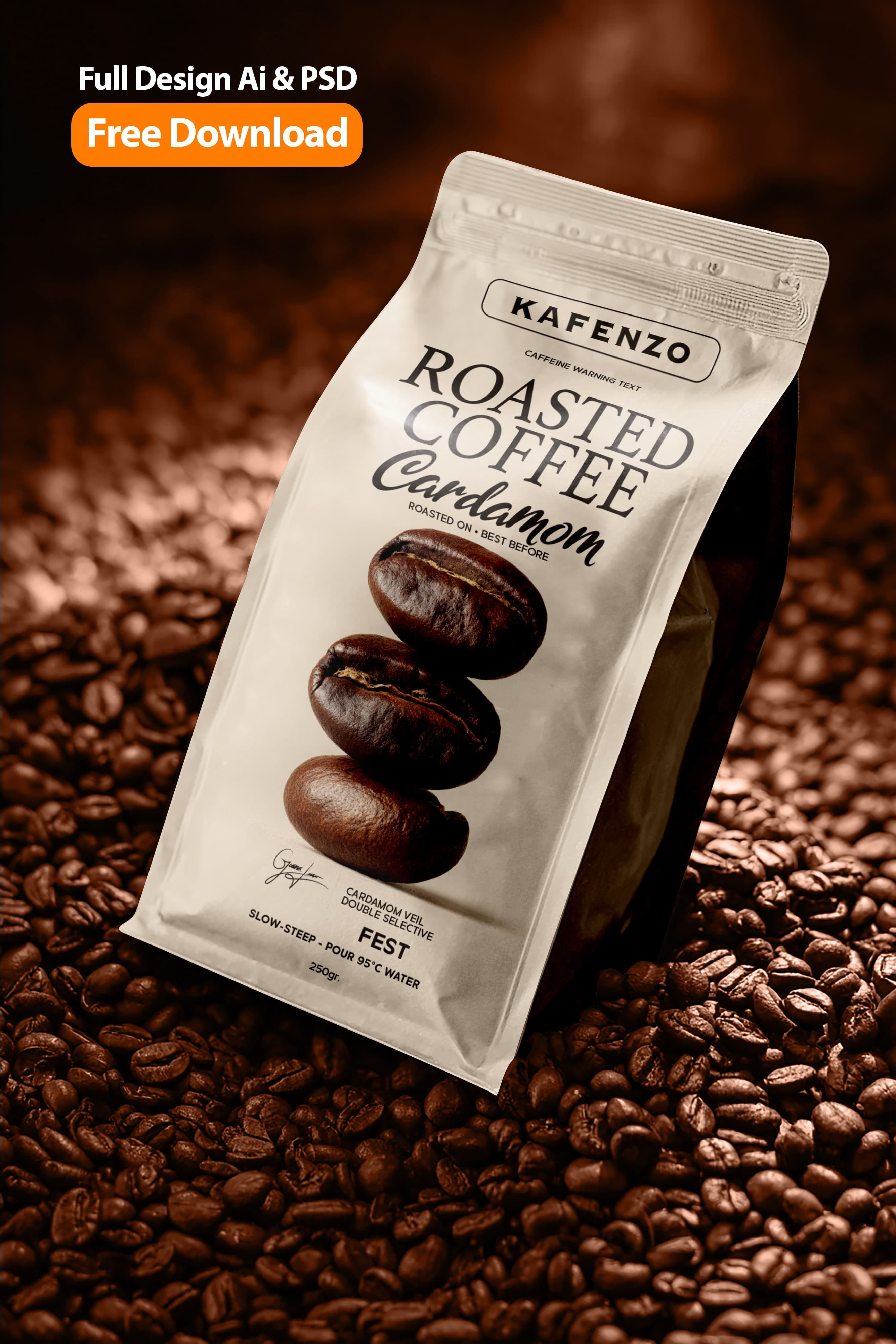 Free Kafenzo Roasted Coffee Packaging Design (EPS)