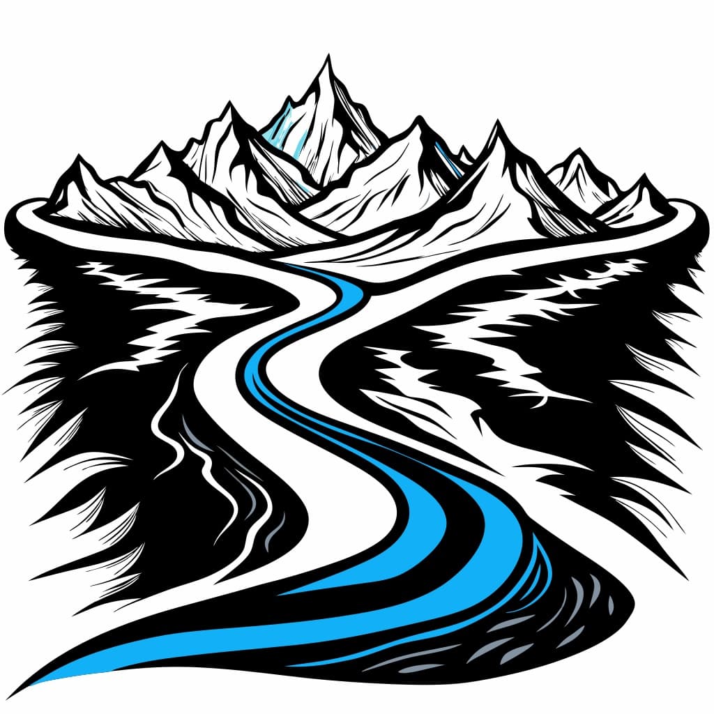 Vivid Blue Glacial River Vector Illustration