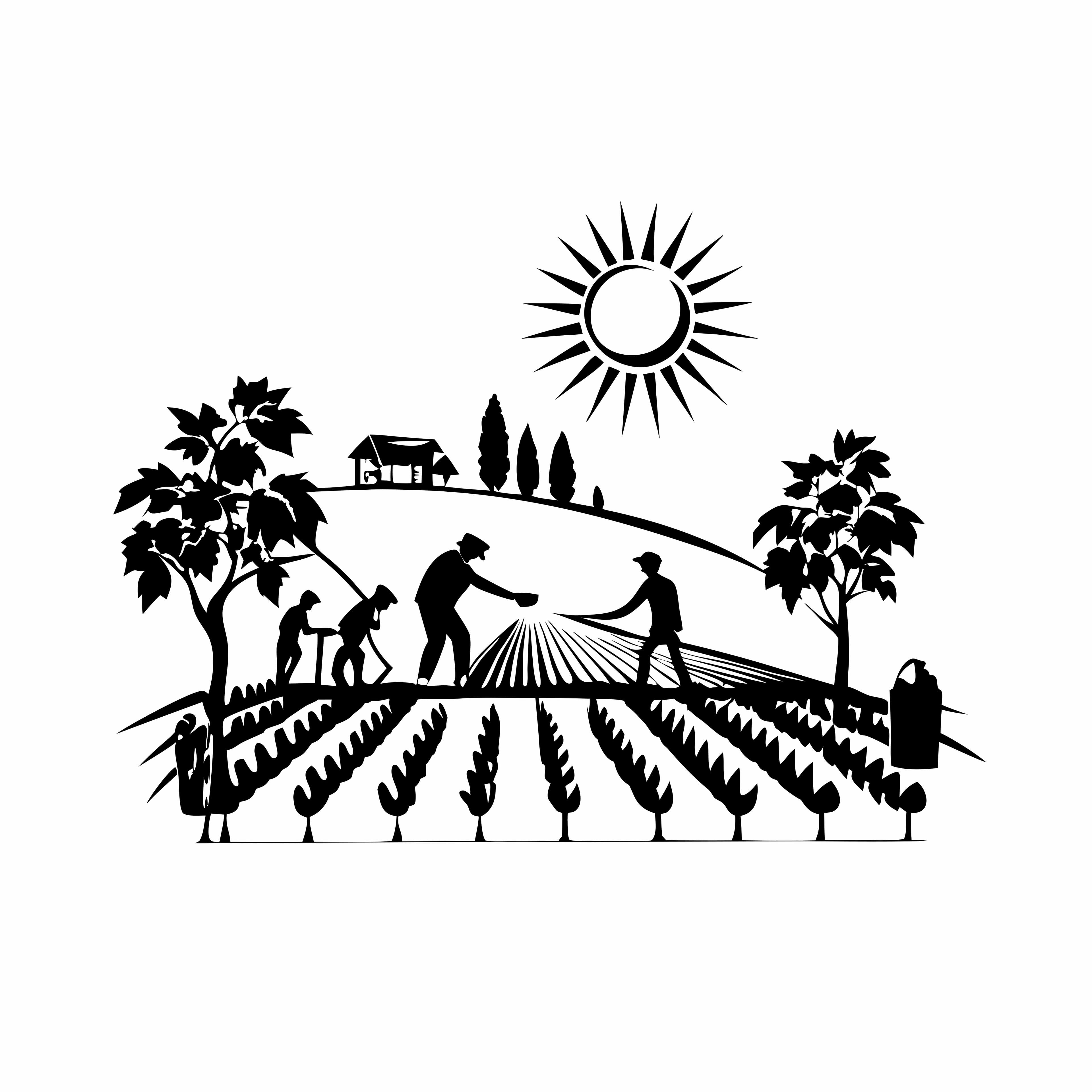 Organic Vineyard Vector Landscape