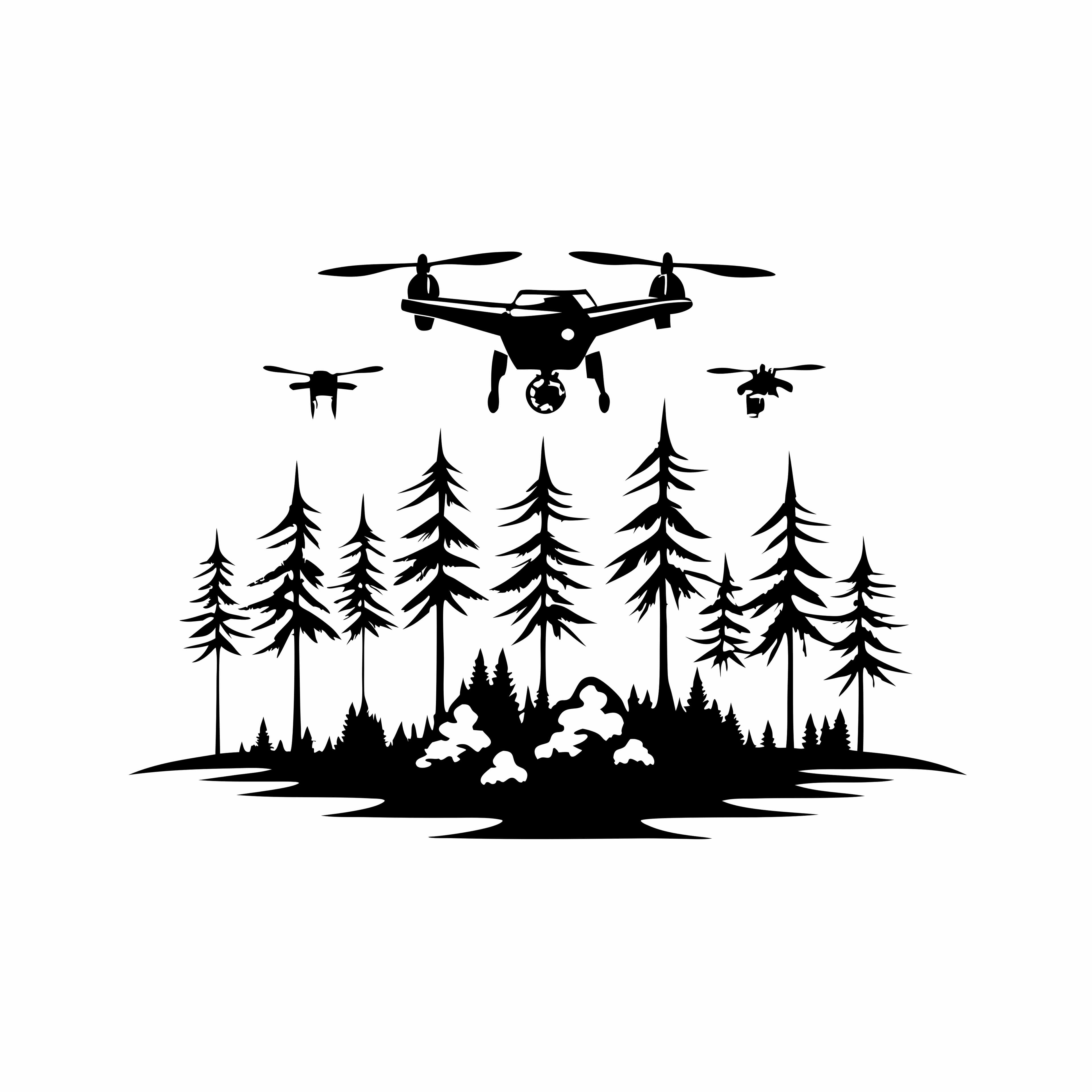 Drone Reforestation Concept Illustration