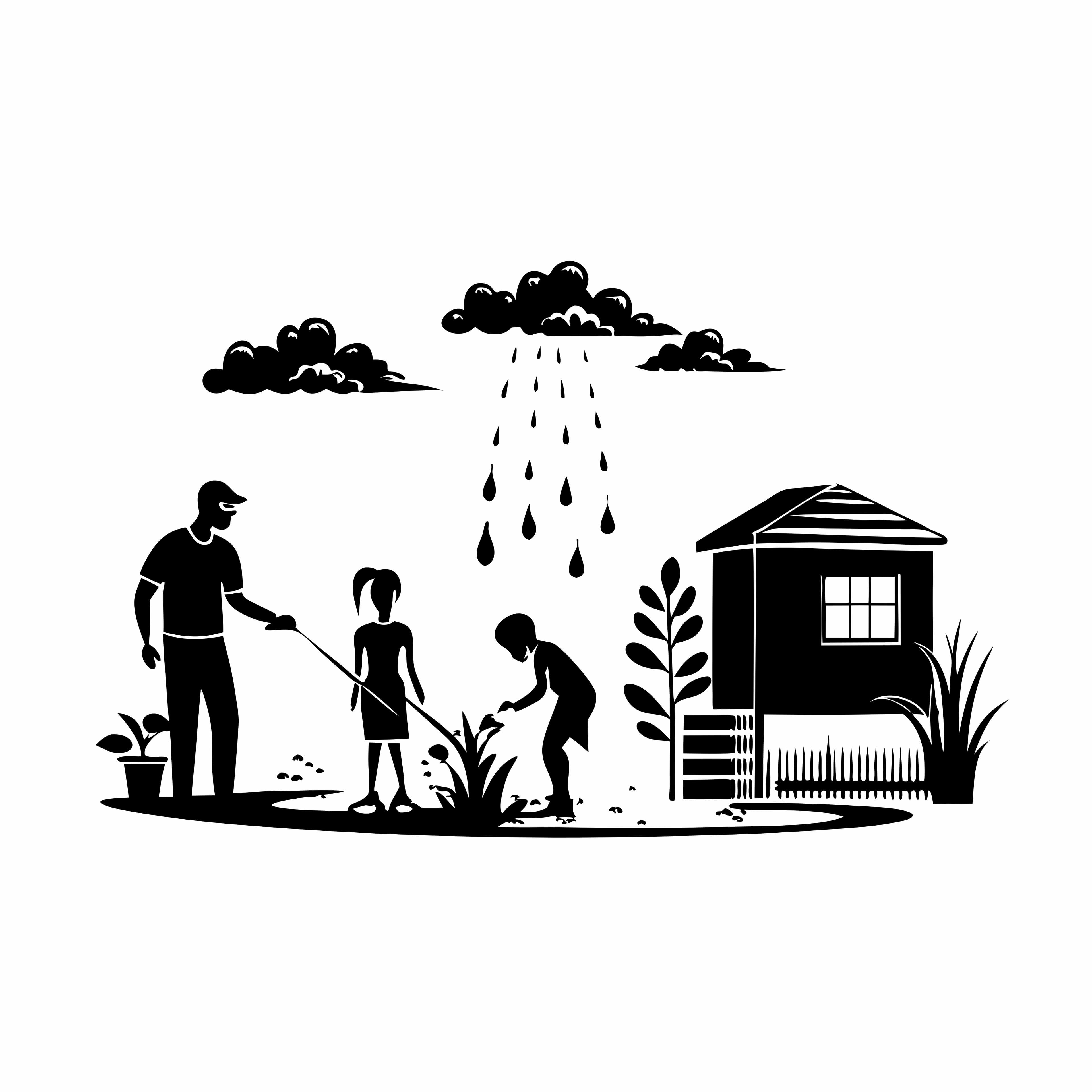 Sustainable Rainwater Harvesting Illustration