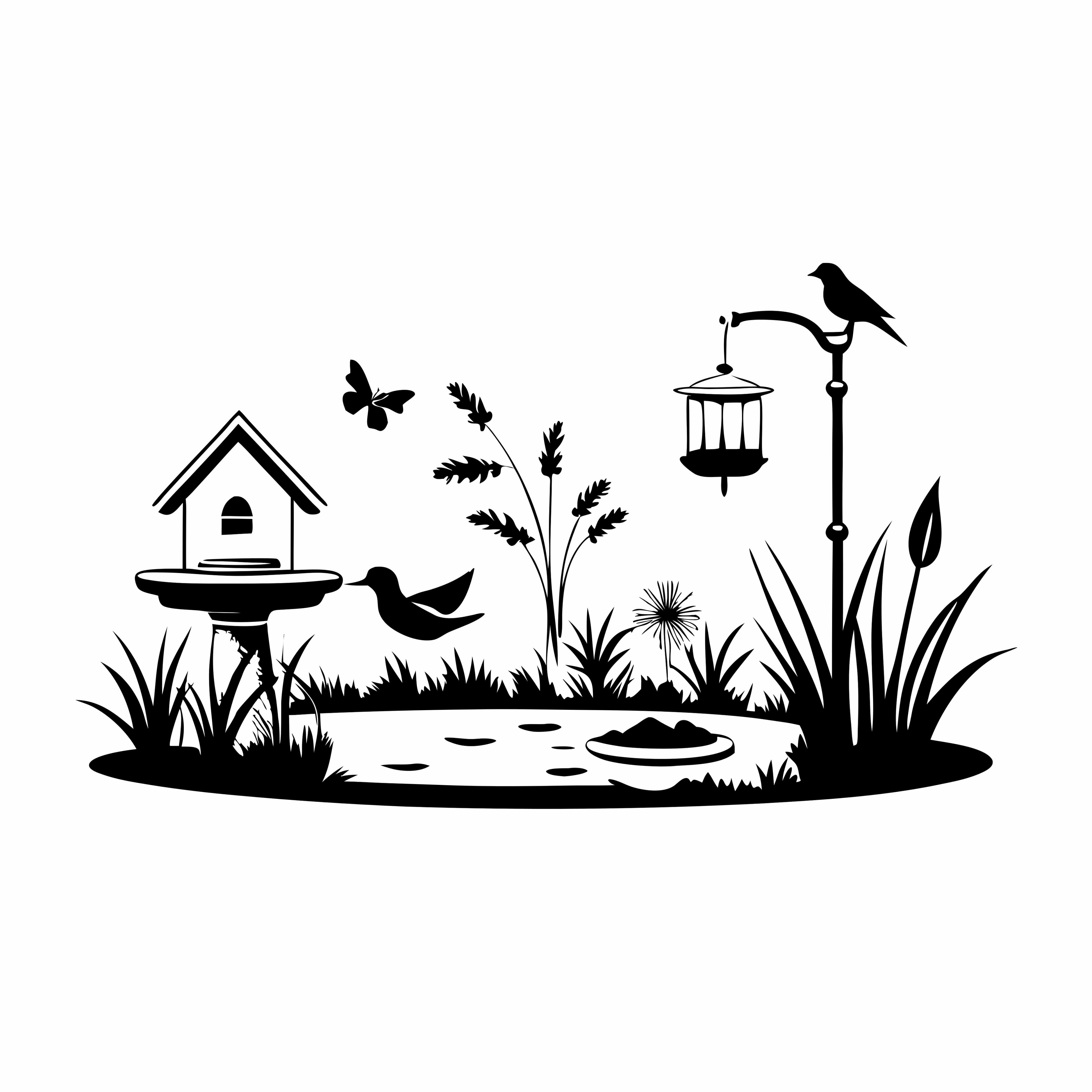 Wildlife-Friendly Garden Vector Illustration