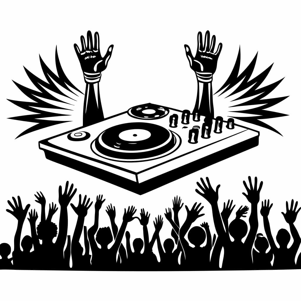 Dynamic DJ Mixing Tracks Illustration