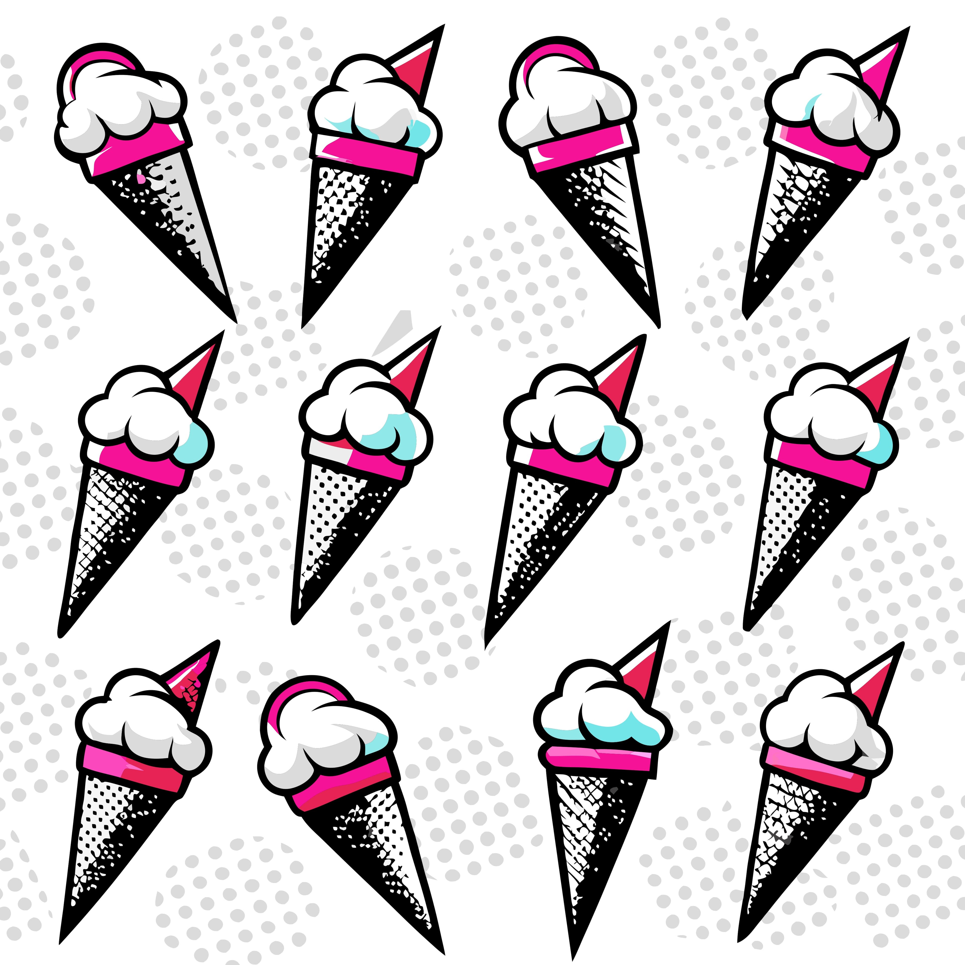 Neon Ice Cream Vector Pattern