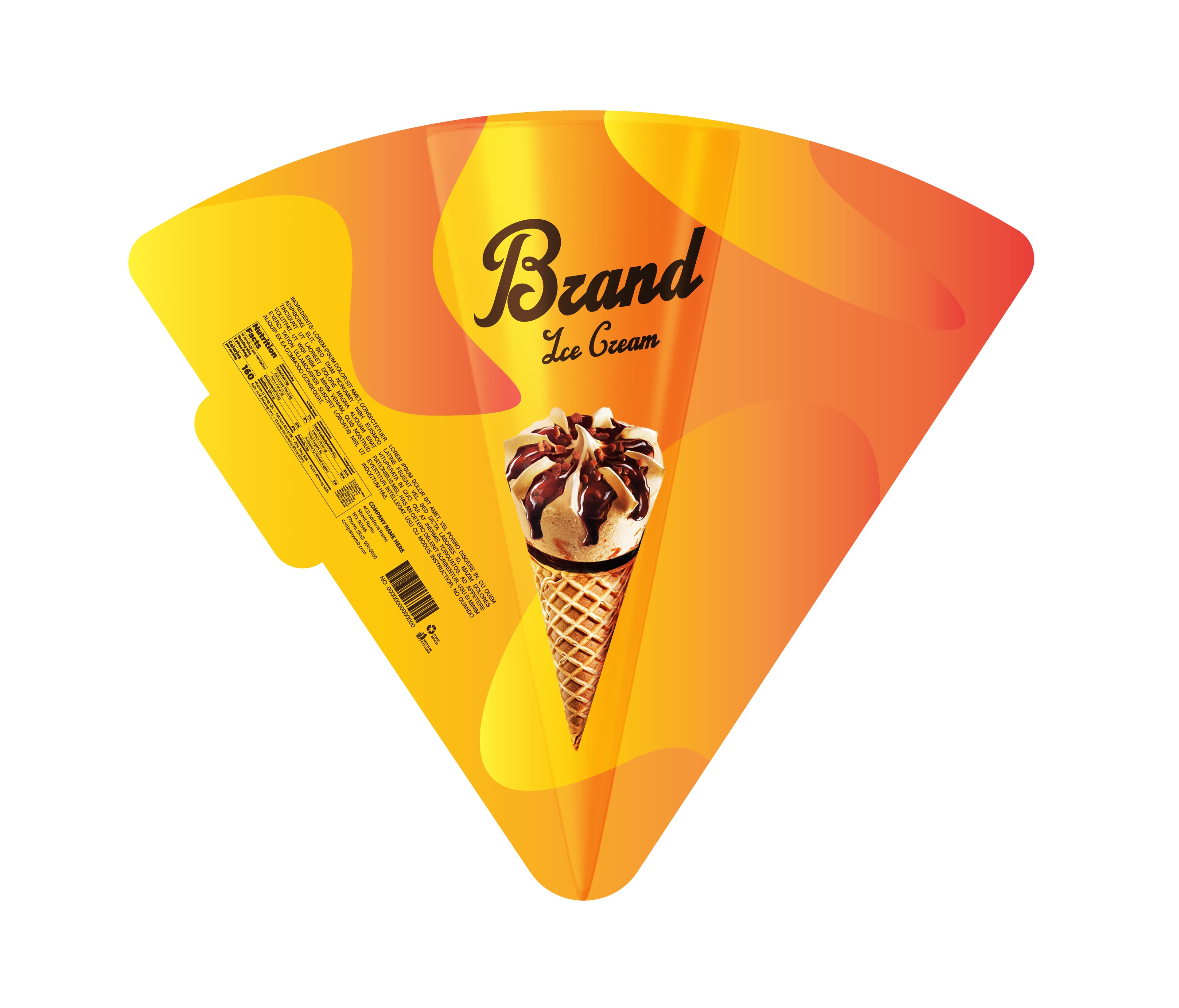 Orange & Yellow Swirl Ice Cream Cone Sleeve Packaging Template