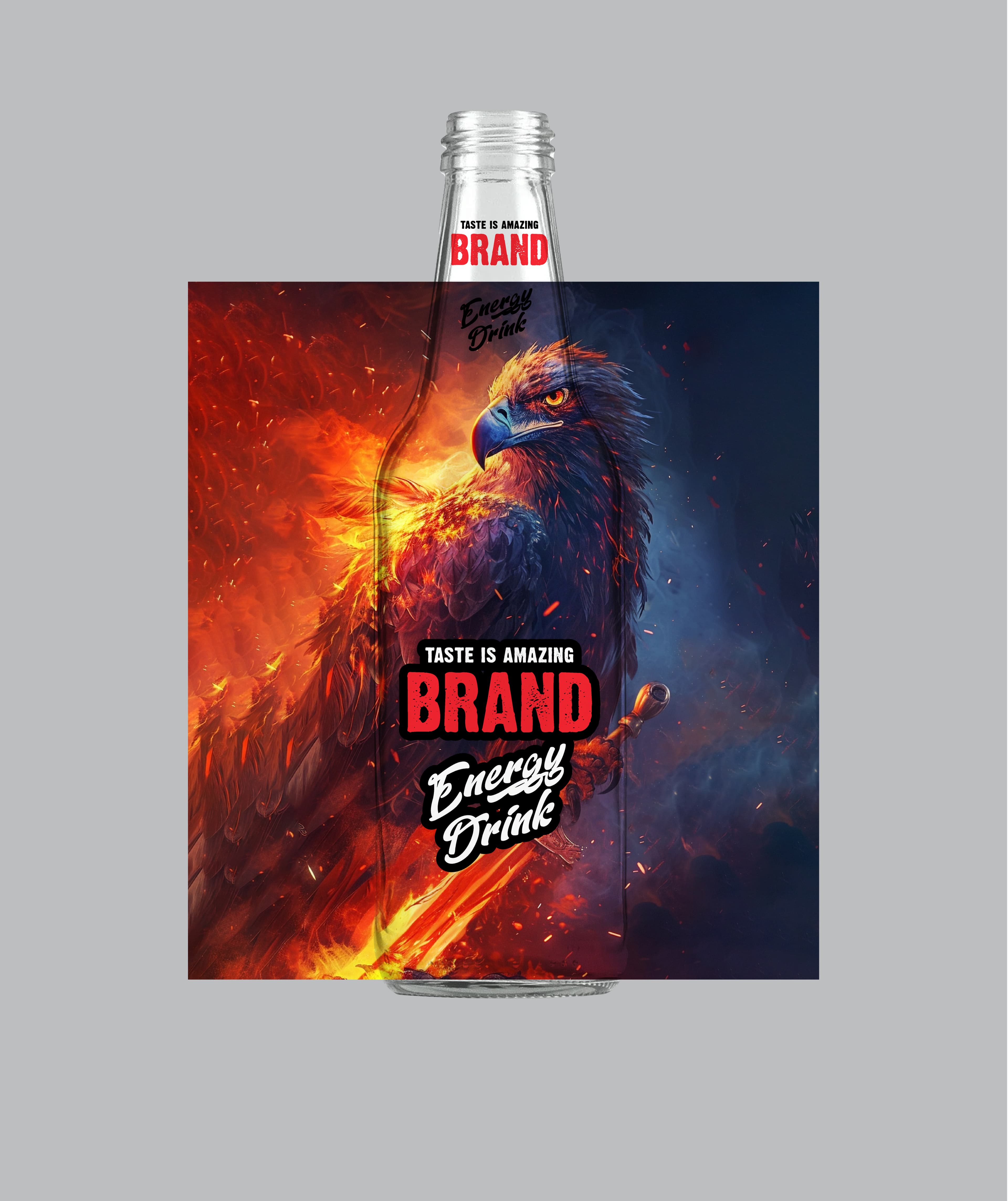 Fiery eagle energy drink bottle packaging design
