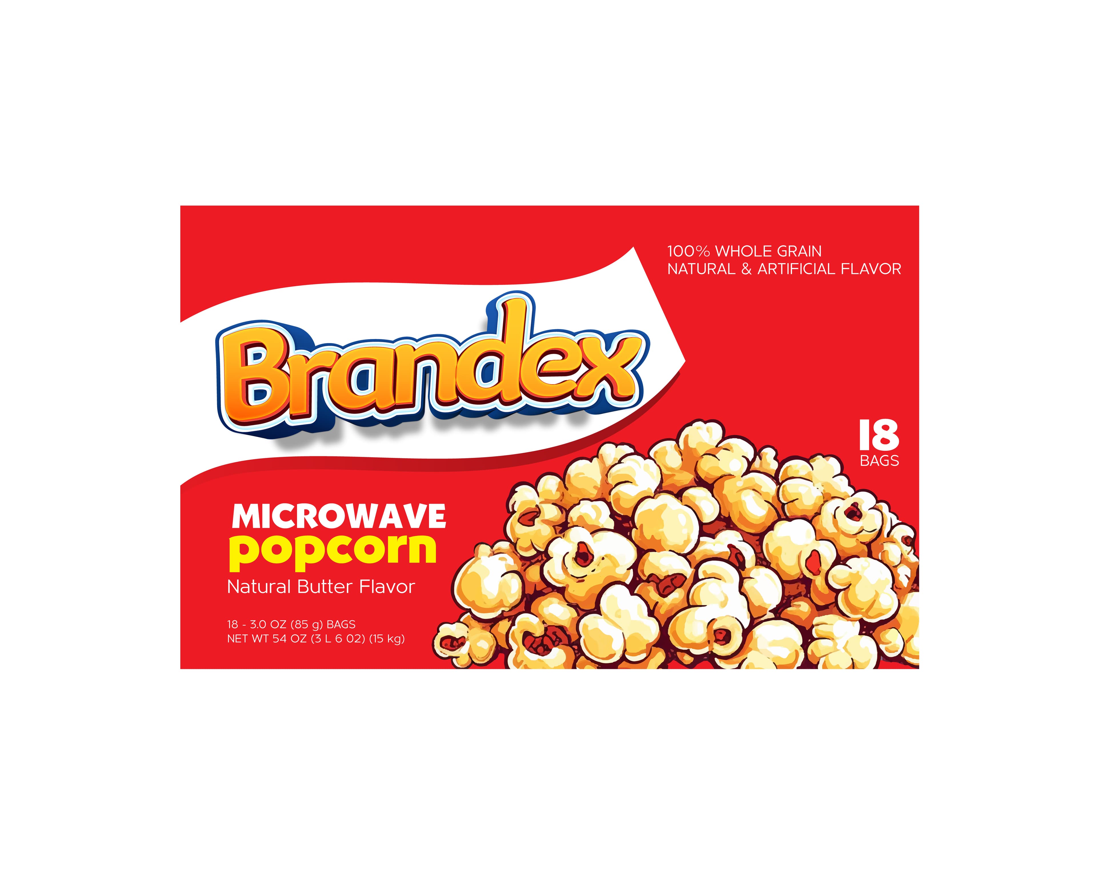 Red Microwave Popcorn Box Packaging with Vibrant Imagery