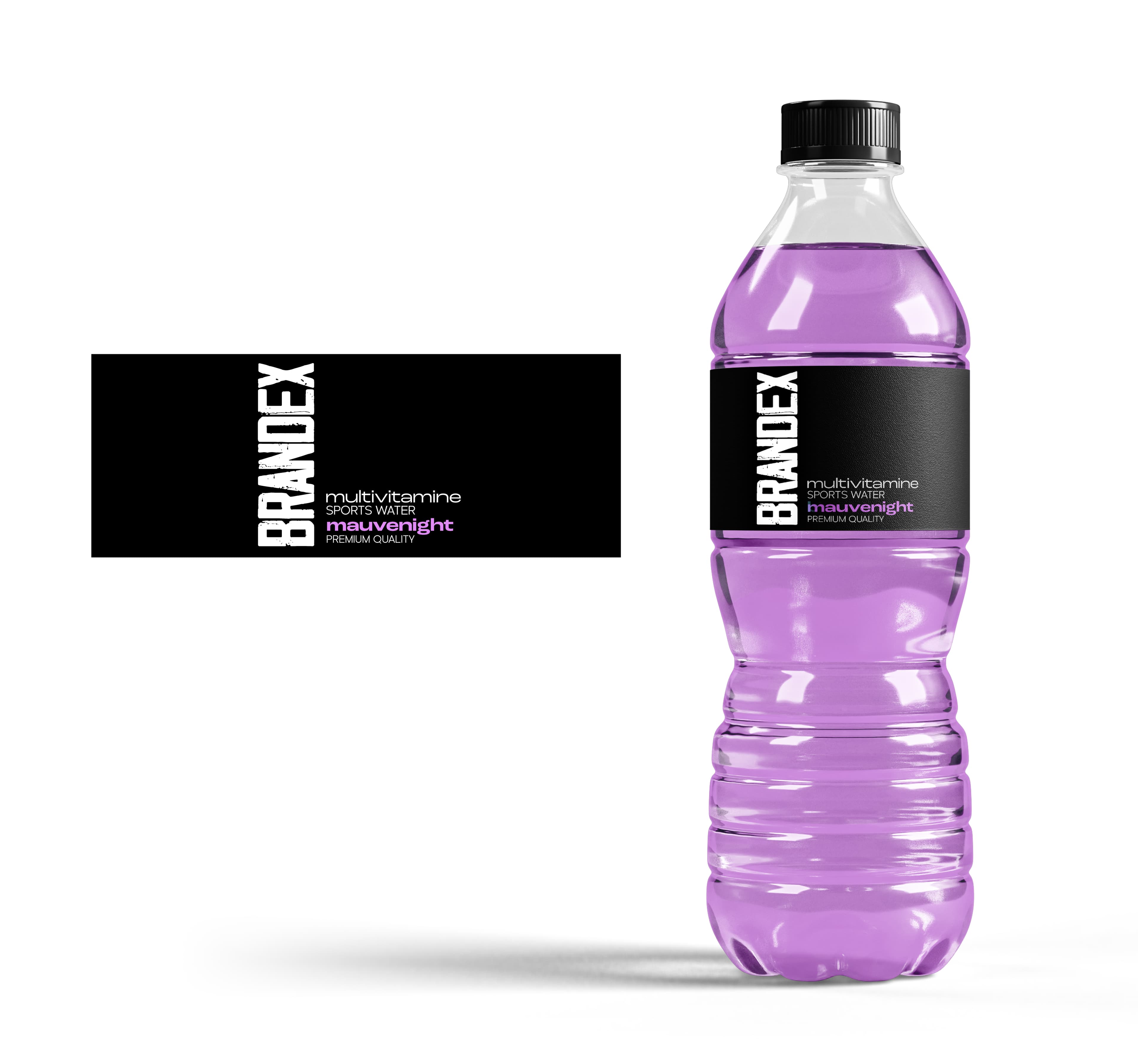 Modern black sports water bottle packaging design