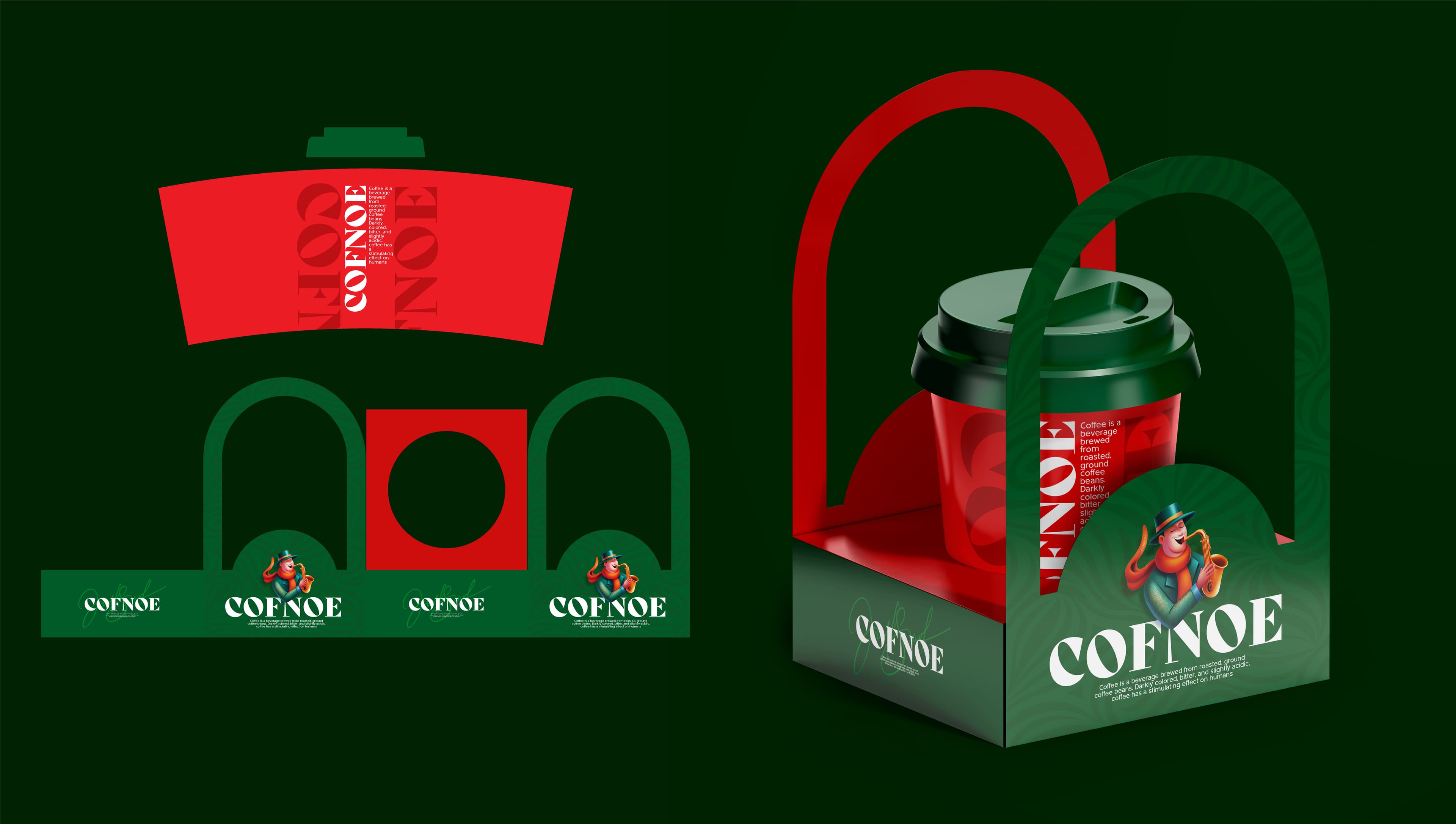 Festive coffee cup carrier packaging design