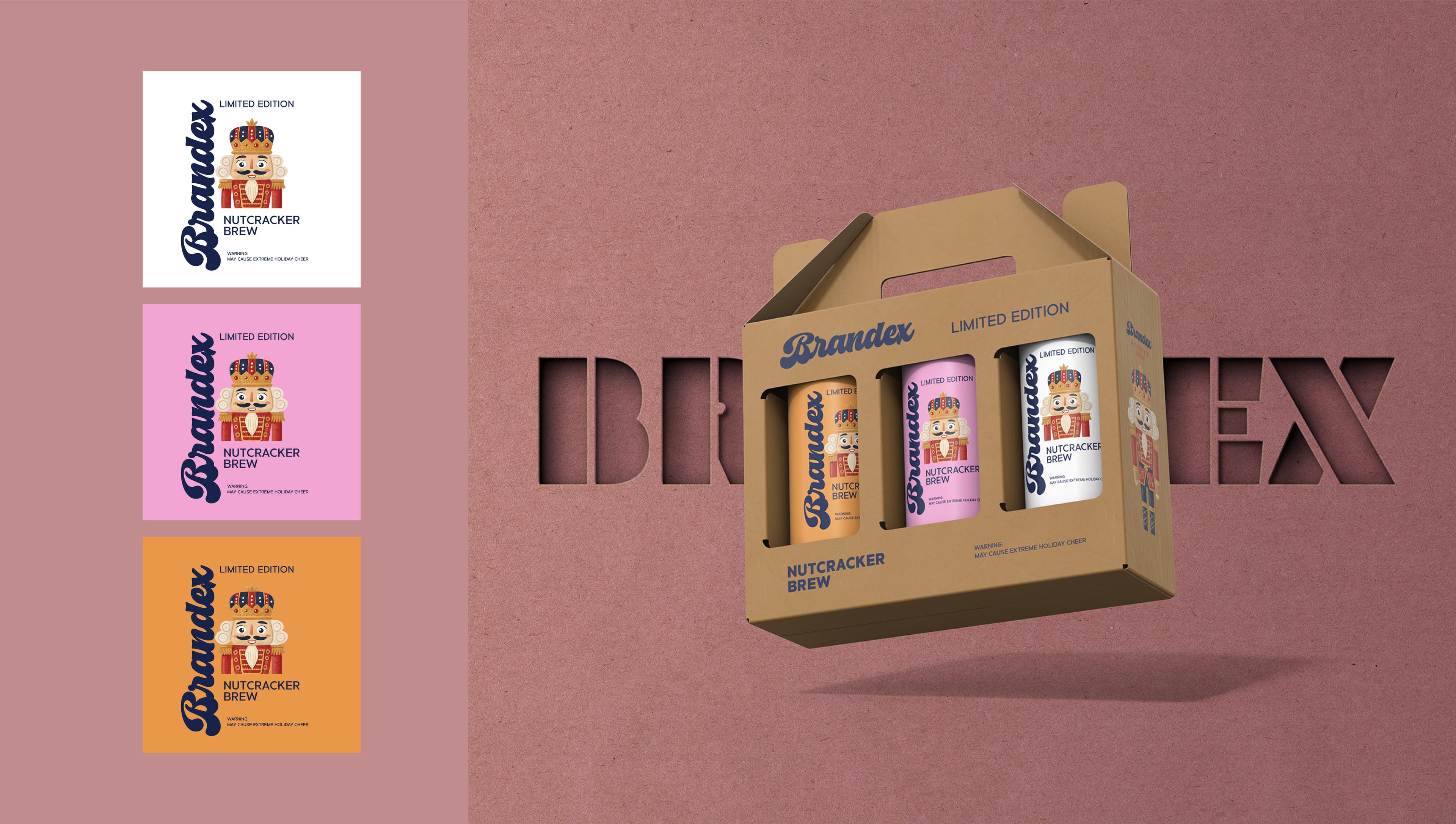 Festive nutcracker beer box packaging design