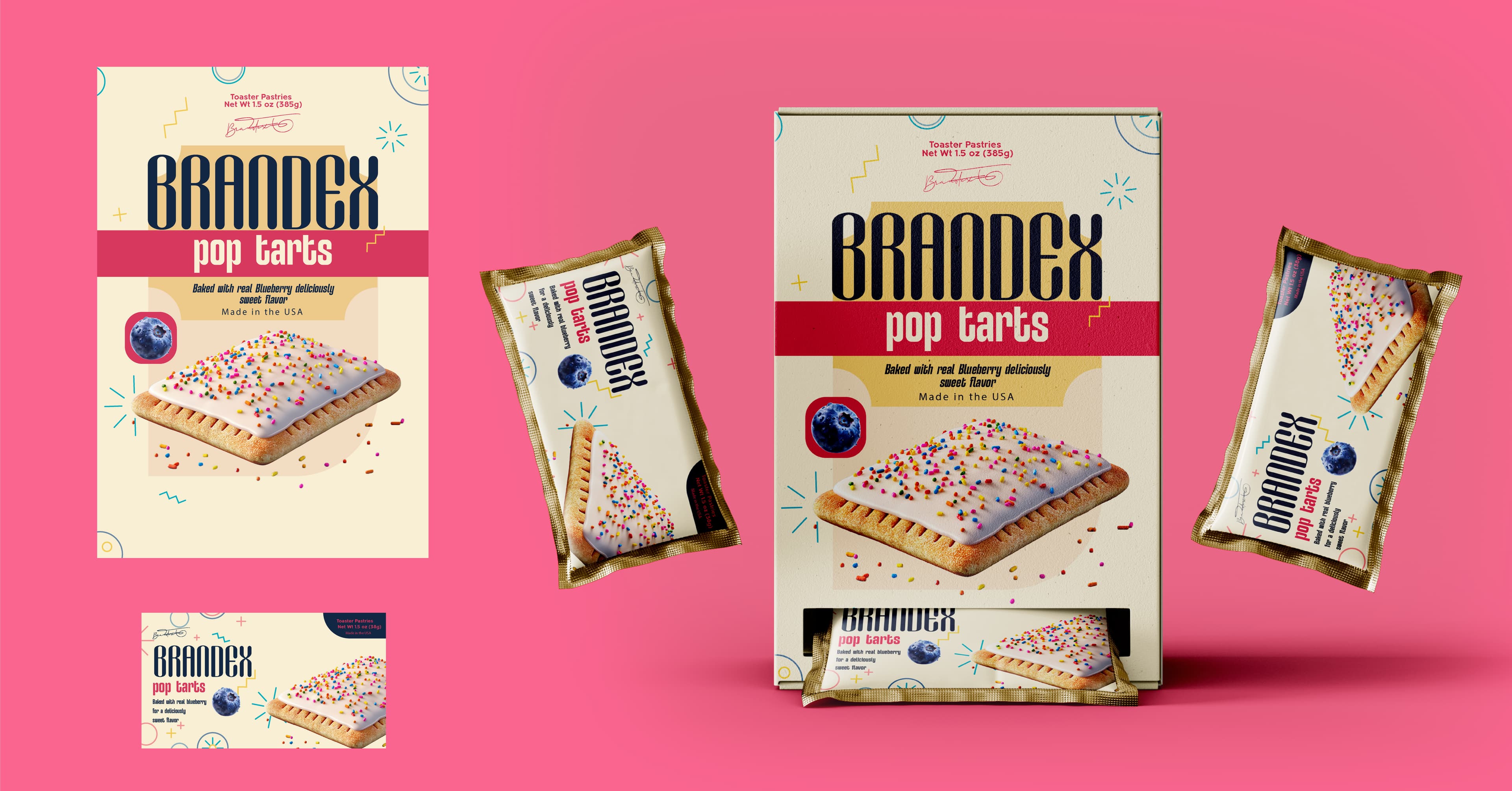 Retro pop tarts box packaging design