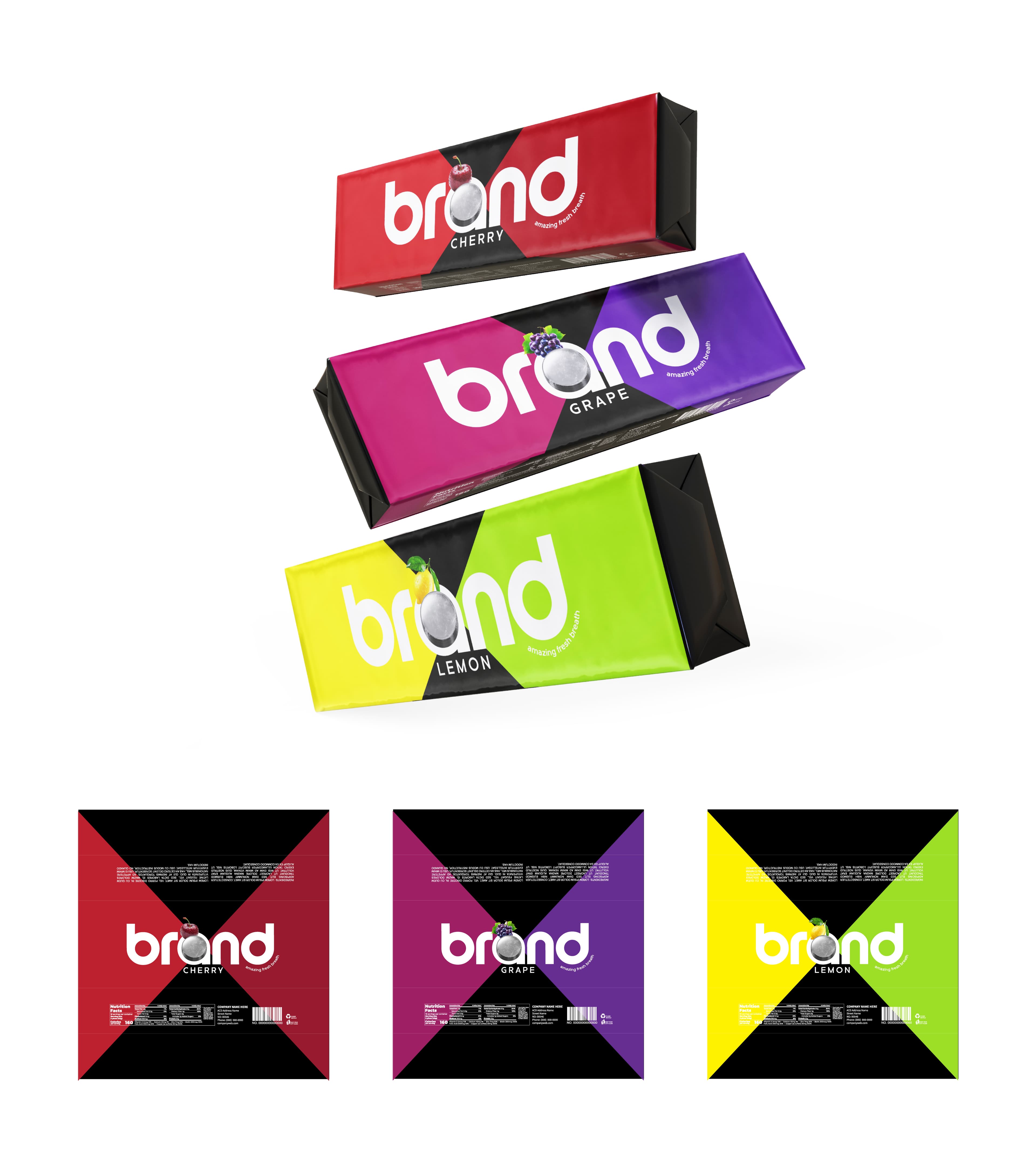 Vibrant Fruit Candy Bar Packaging Label Design Template