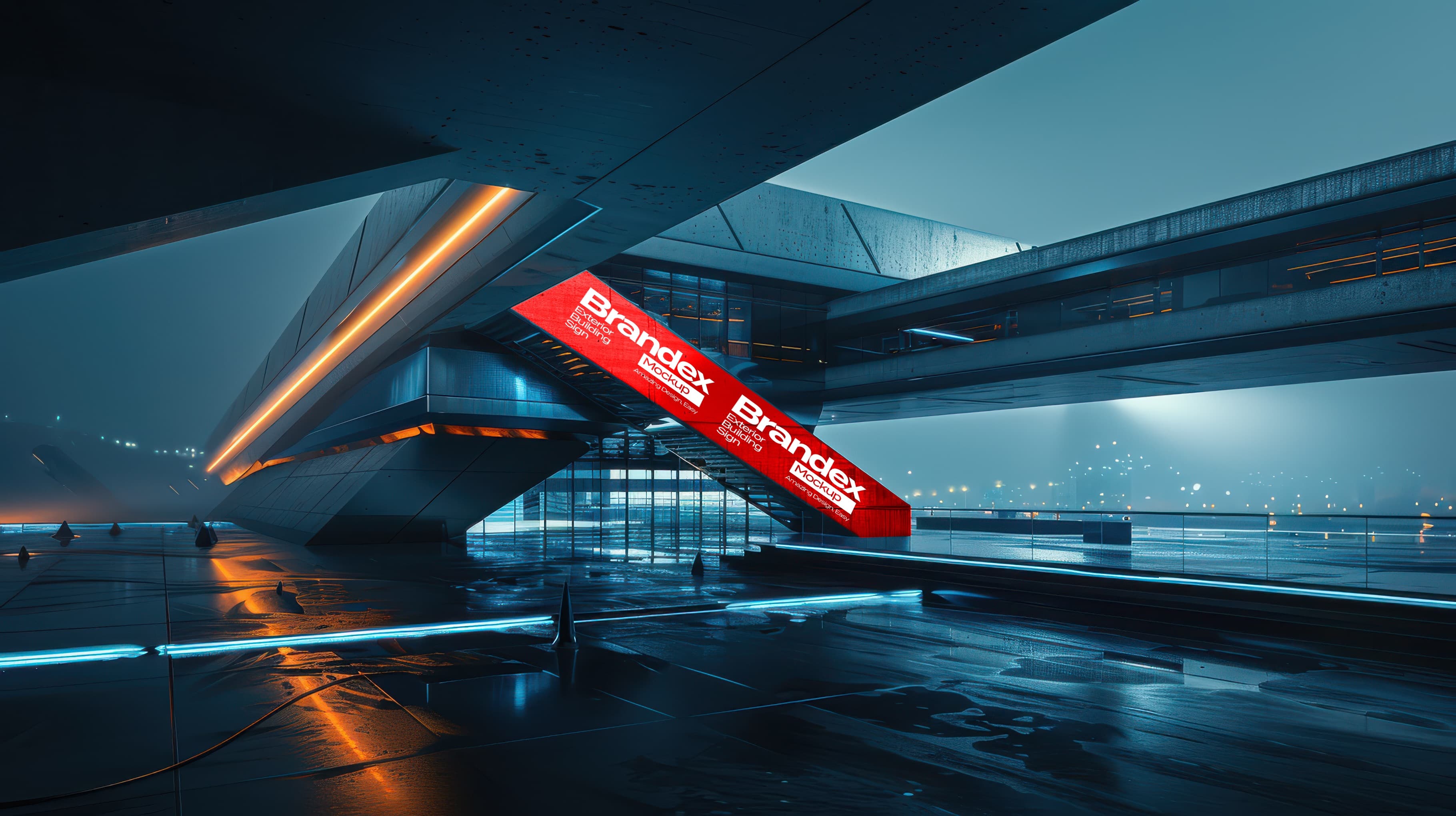 Futuristic architectural billboard mockup