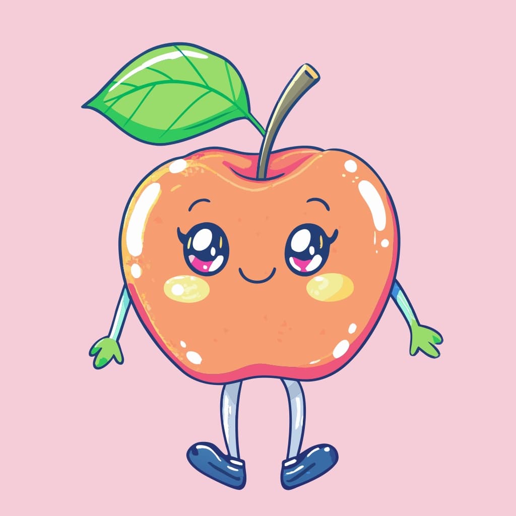 Playful Cartoon Apple Character