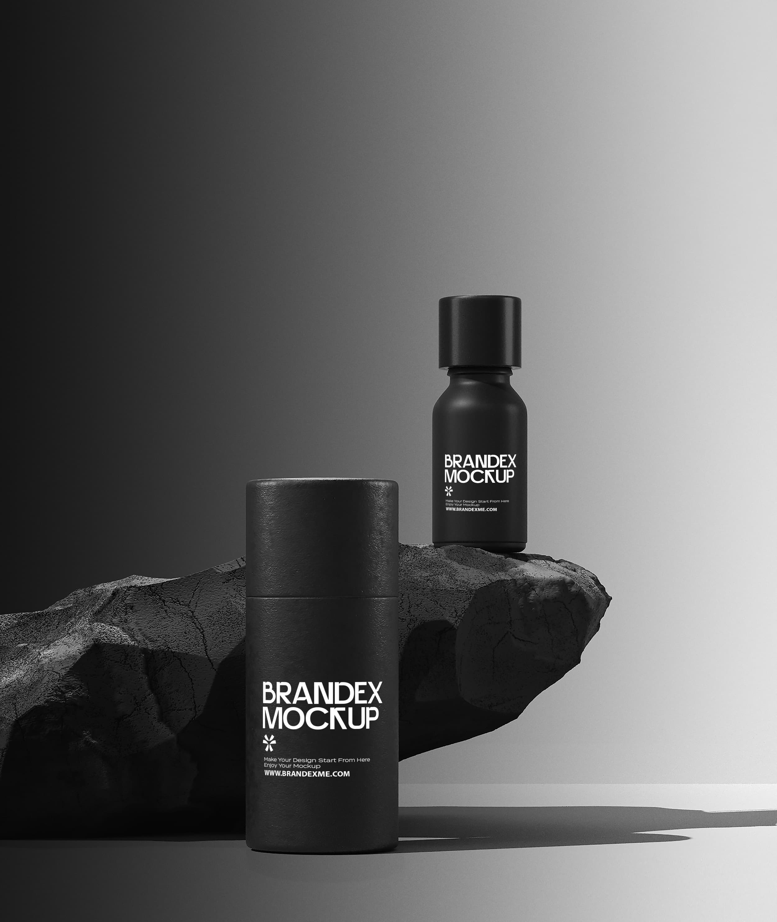 Black Cylindrical Cosmetic Bottle Tube Mockup