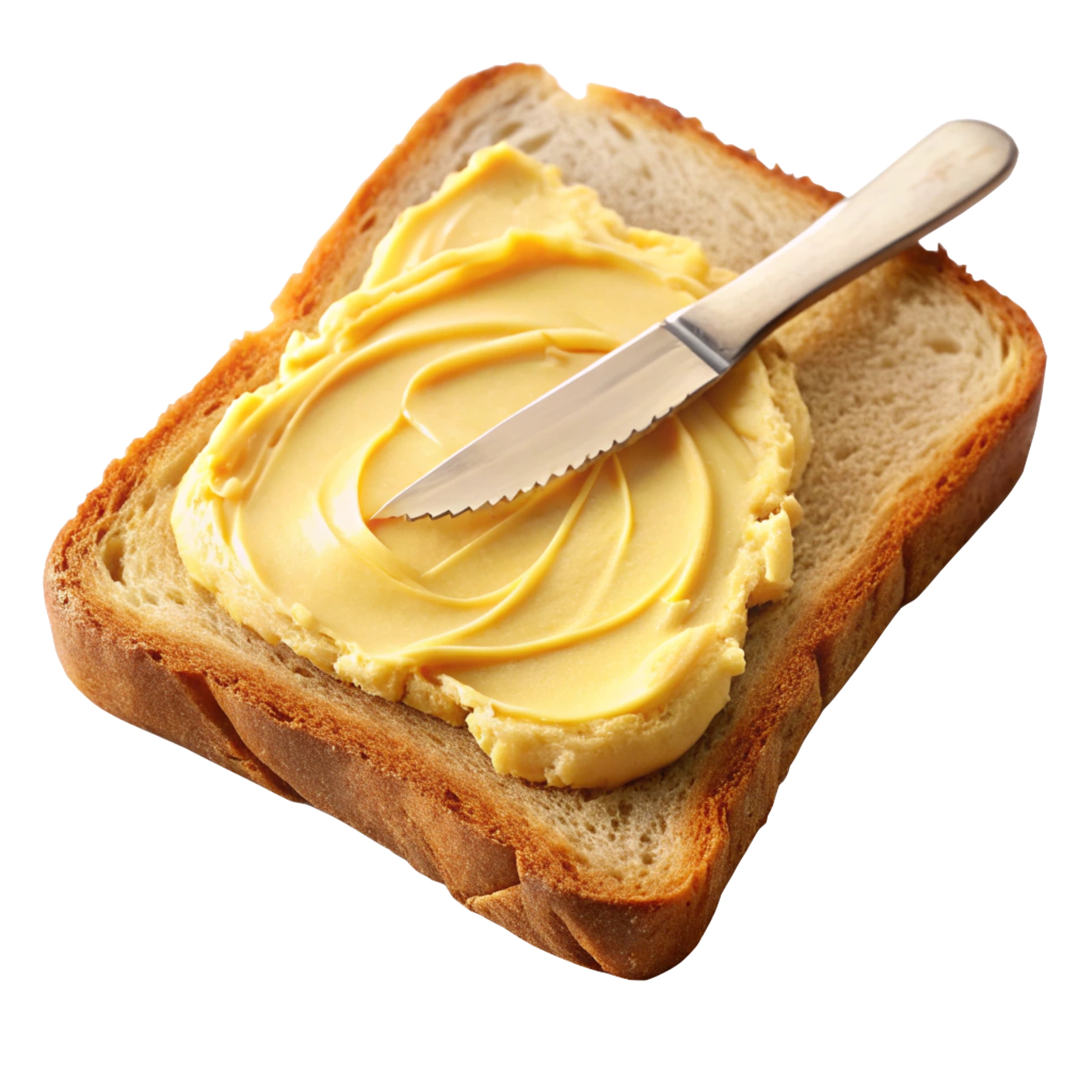 Perfectly Spread Butter on Toast - Isolated Image