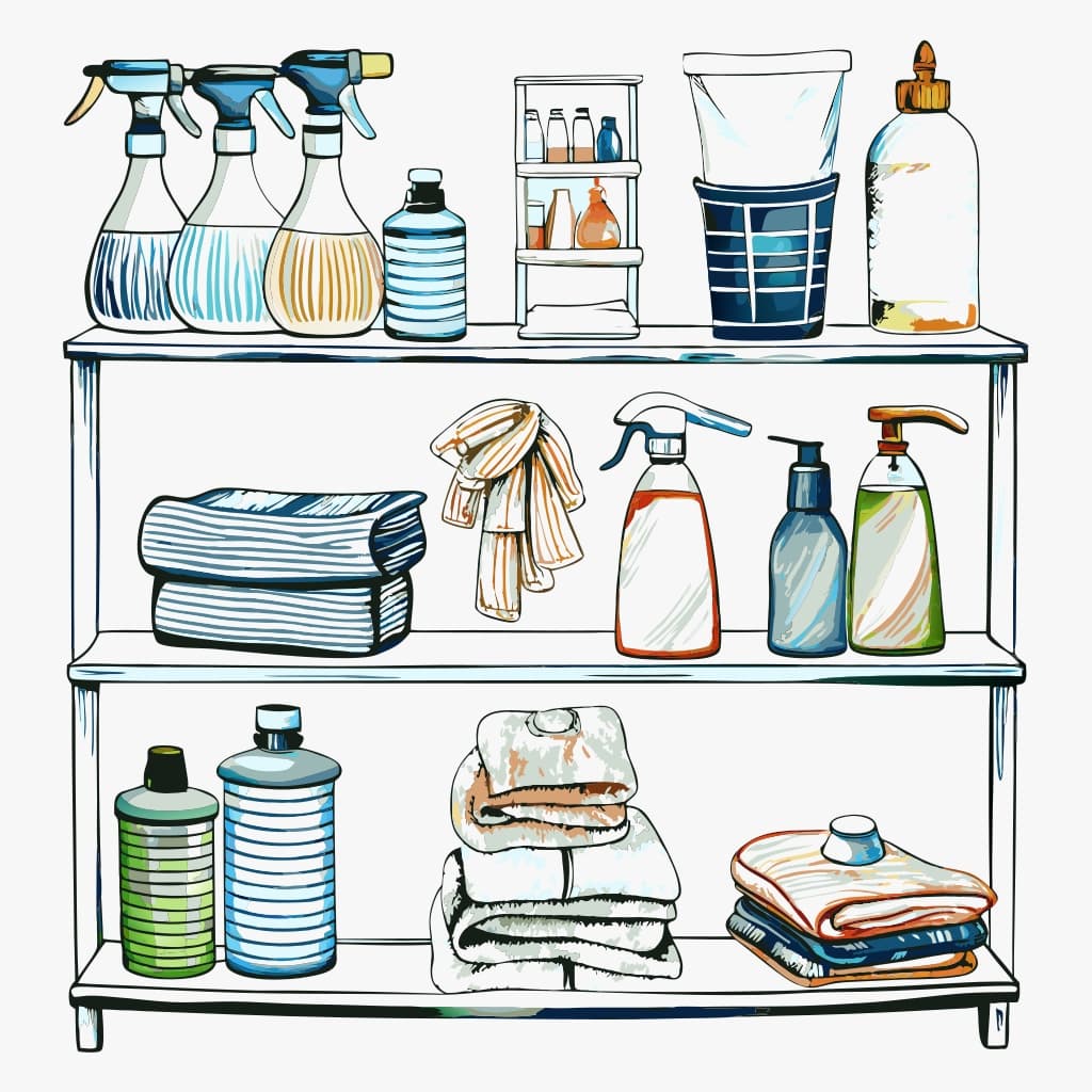 Hotel Cleaning Supplies Vector Set